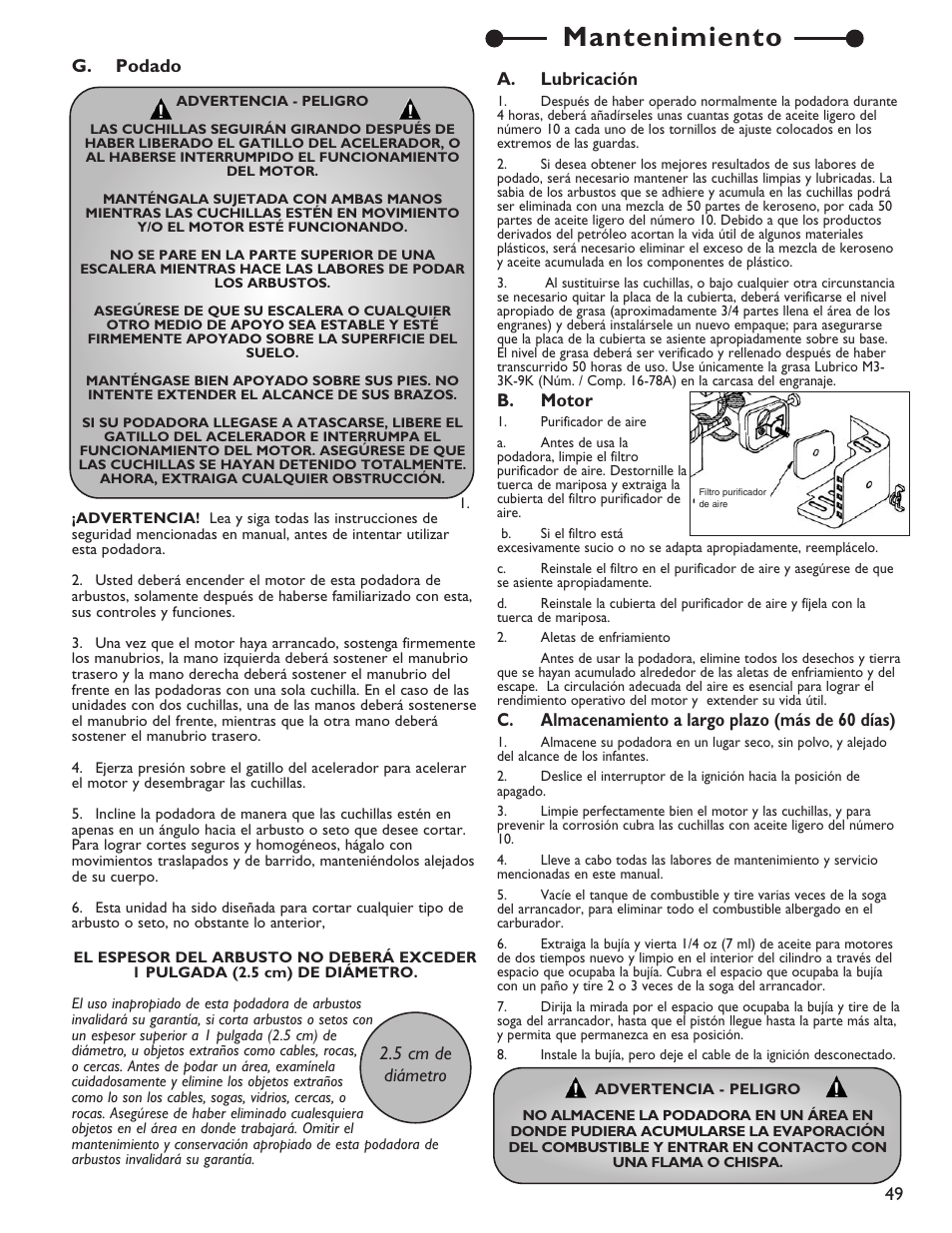 Mantenimiento | Little Wonder 2119 19 User Manual | Page 49 / 62