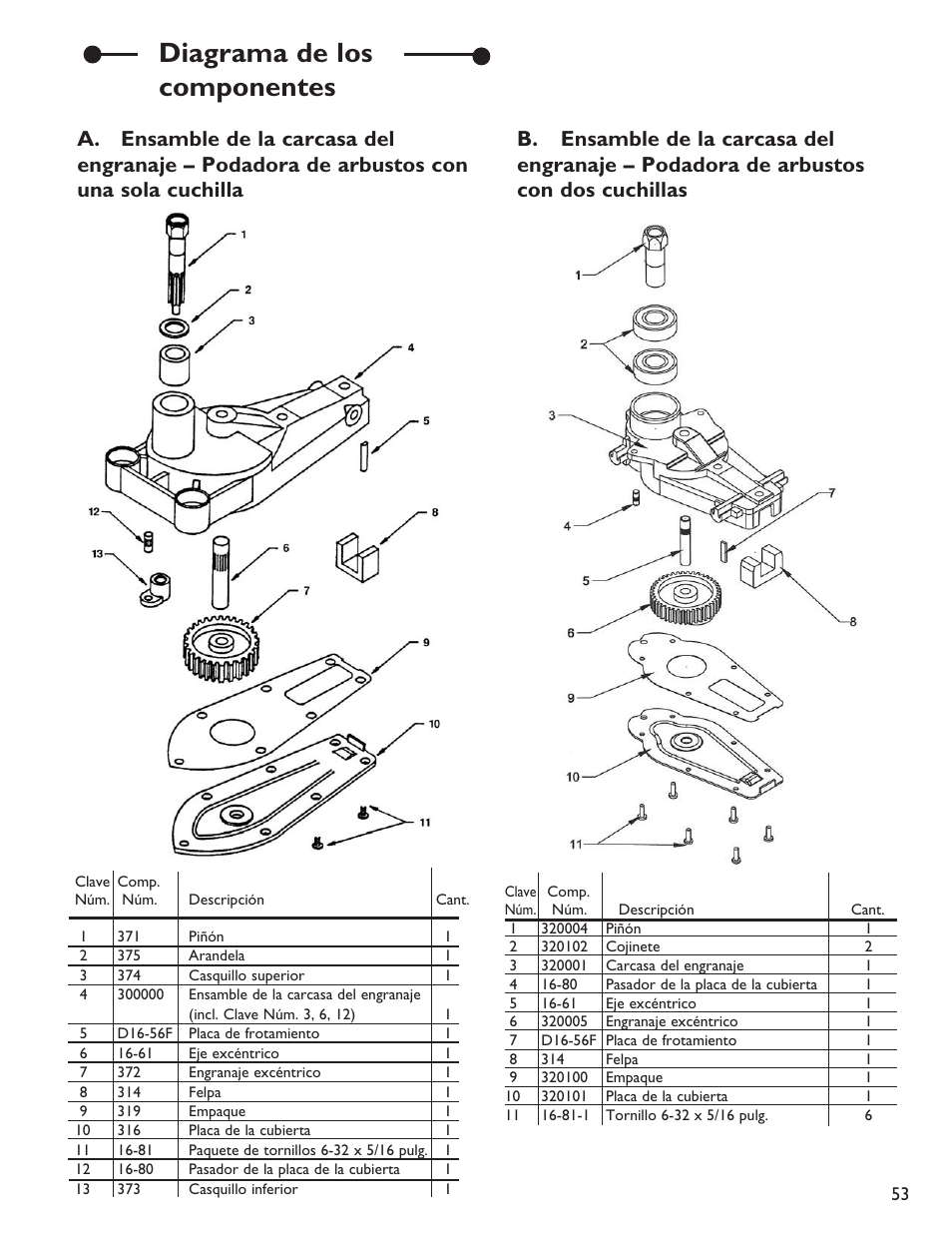 Diagrama de los componentes | Little Wonder 2119 19 User Manual | Page 53 / 62