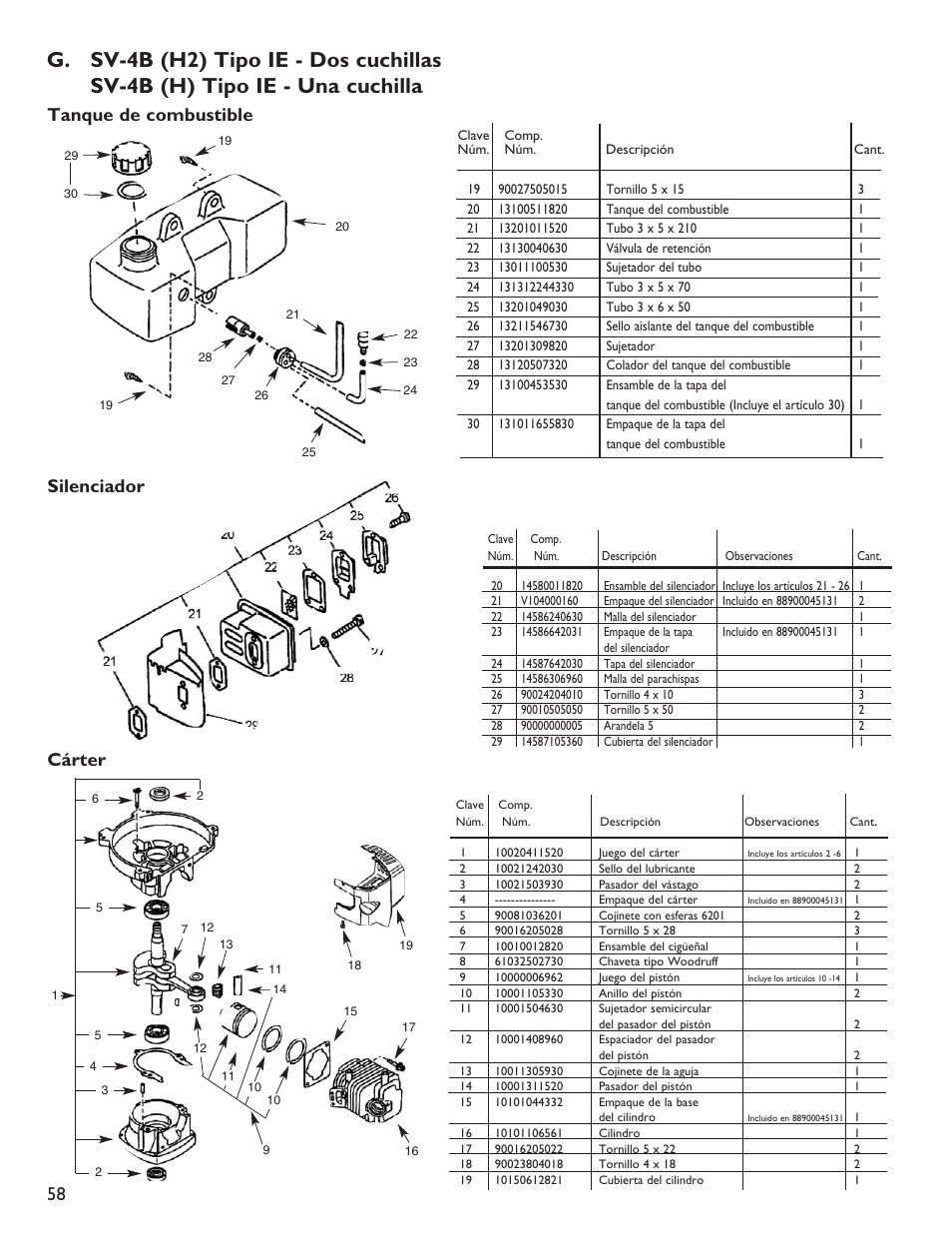 Tanque de combustible silenciador cárter | Little Wonder 2119 19 User Manual | Page 58 / 62