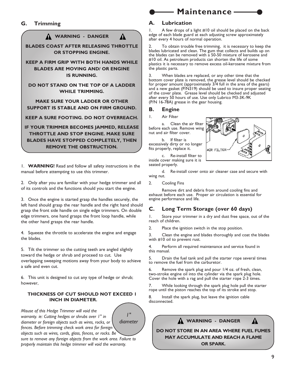 Maintenance | Little Wonder 2119 19 User Manual | Page 9 / 62