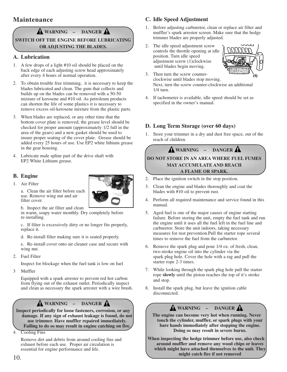 Maintenance | Little Wonder 2300 User Manual | Page 10 / 66