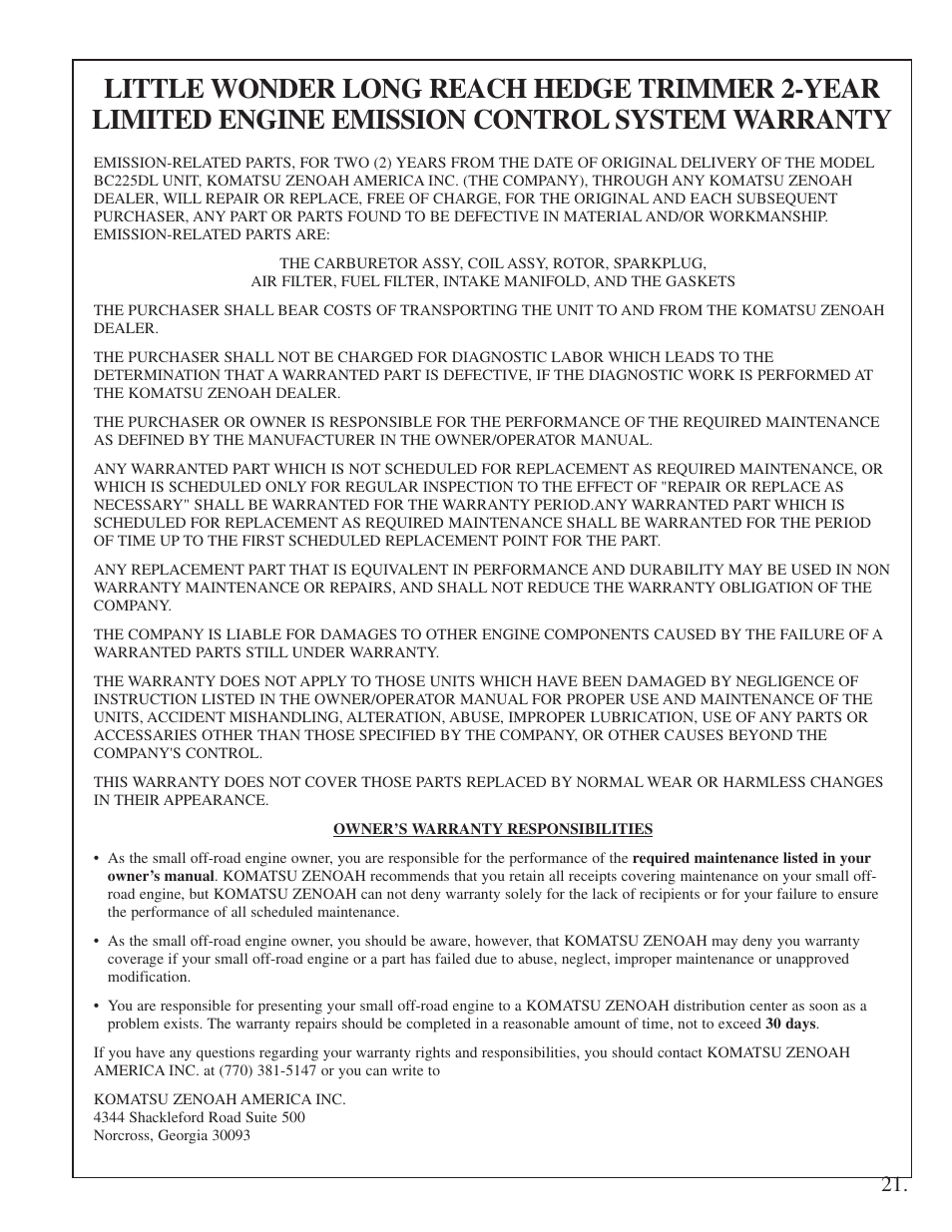 Little Wonder 2300 User Manual | Page 21 / 66