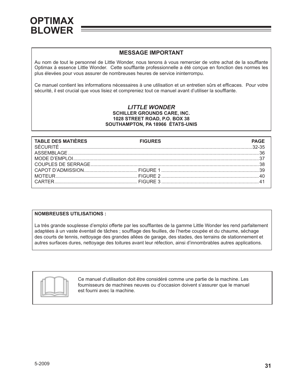 Optimax blower | Little Wonder OPTIMAX 9131-00-01 User Manual | Page 31 / 42