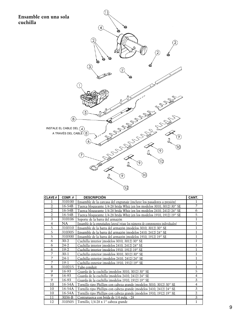 Ensamble con una sola cuchilla 9 | Little Wonder SINGLE EDGED 1912 User Manual | Page 37 / 42