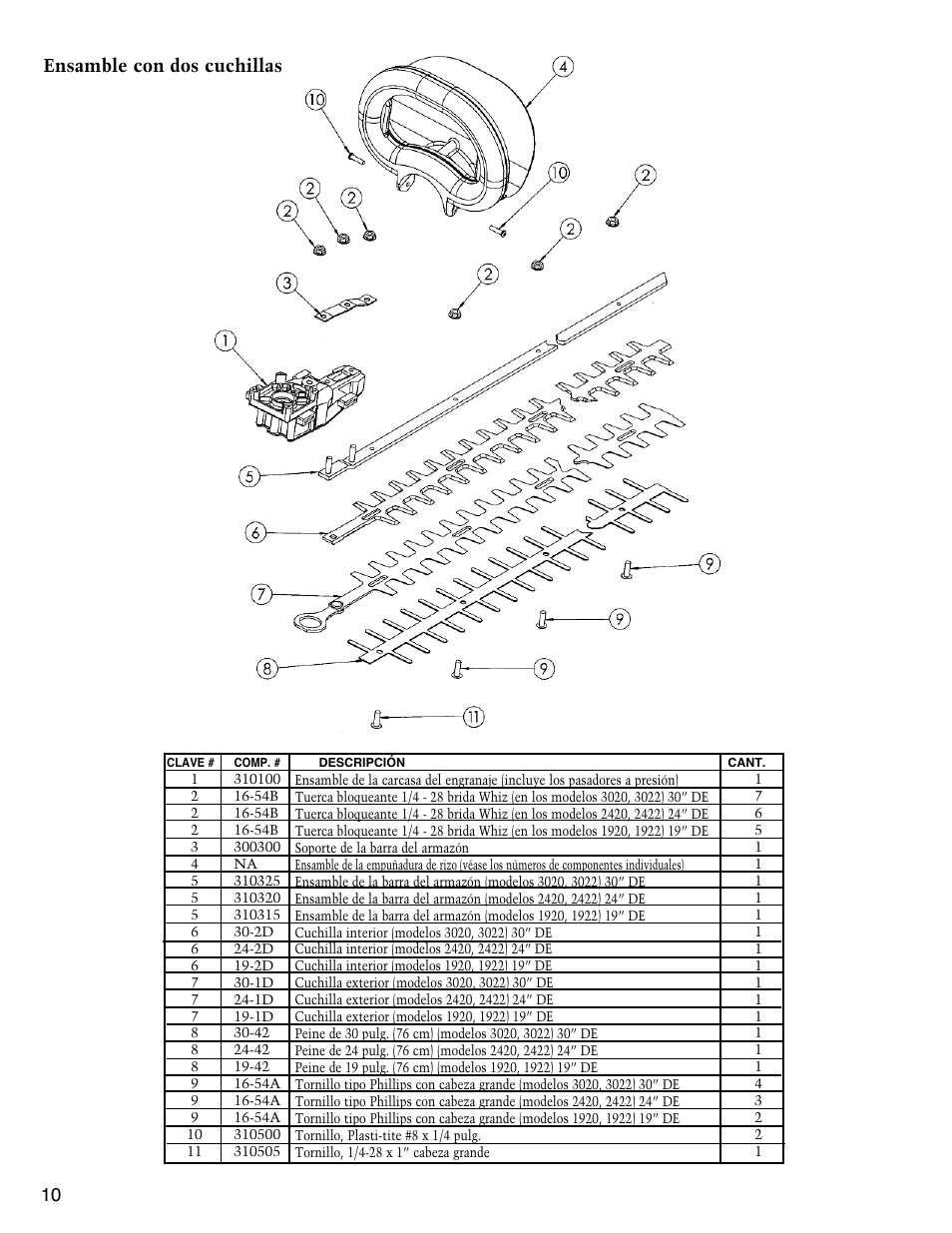Ensamble con dos cuchillas 10 | Little Wonder SINGLE EDGED 1912 User Manual | Page 38 / 42