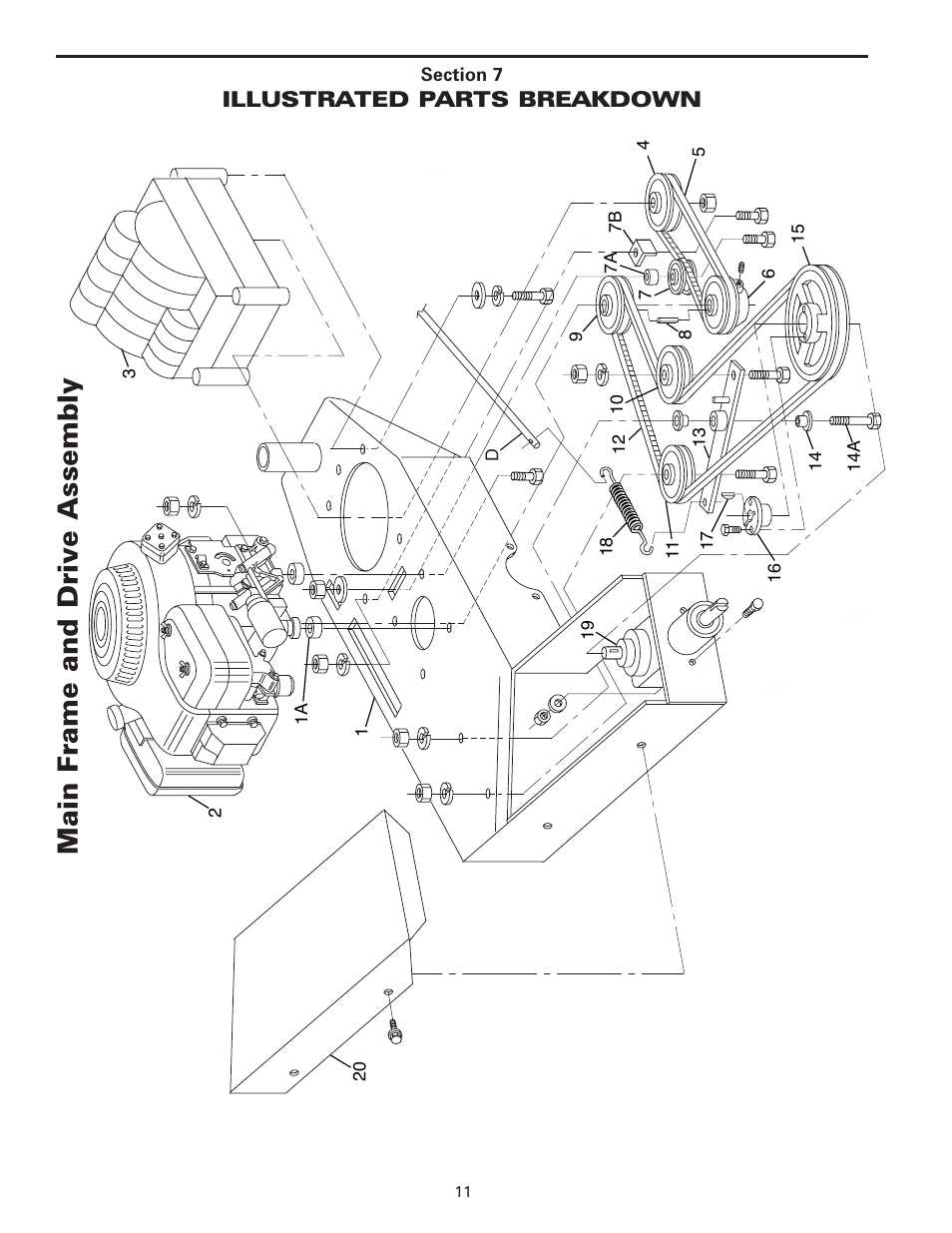 Main f rame and drive assembly | Little Wonder 900 User Manual | Page 14 / 24