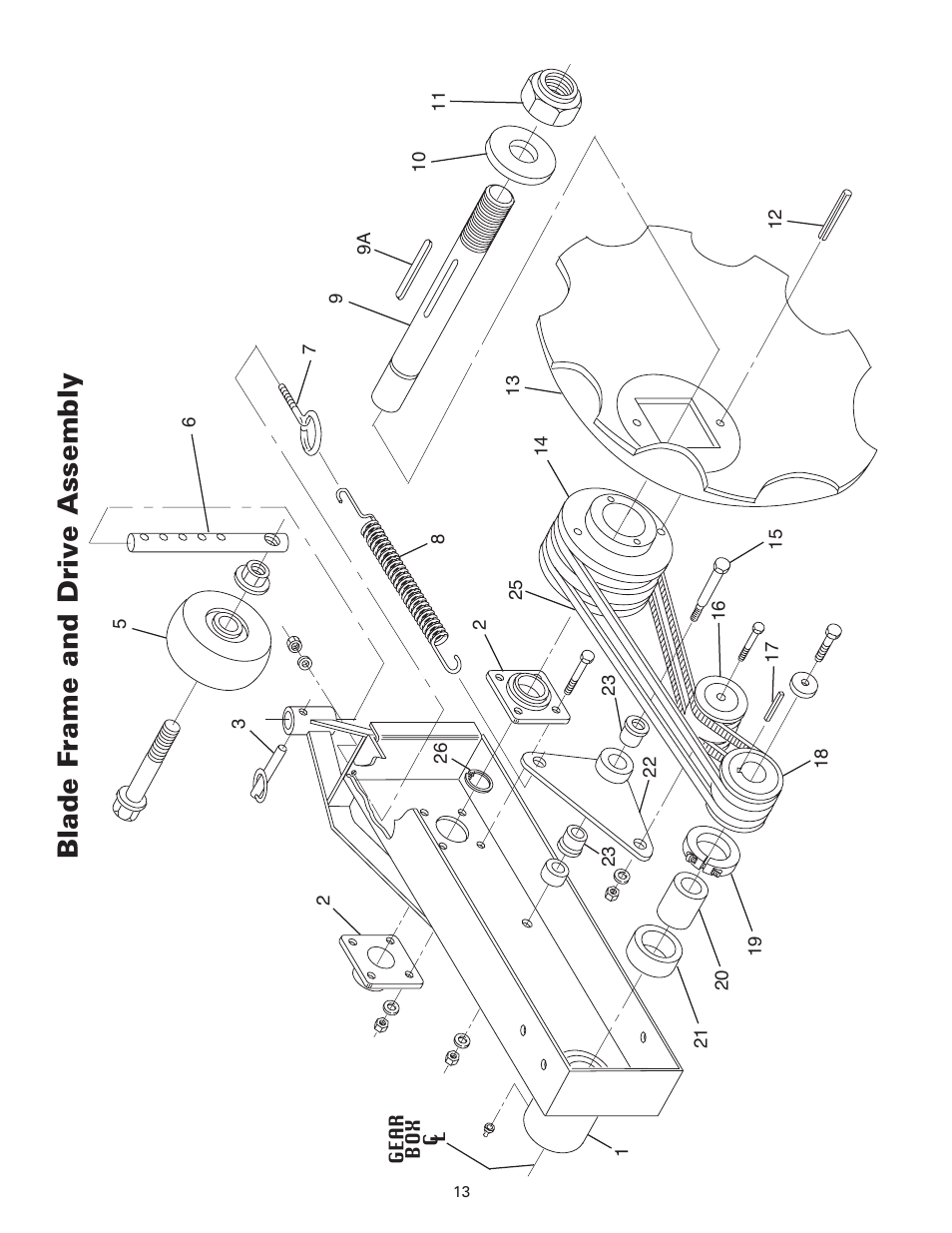 Blade f rame and drive assembly | Little Wonder 900 User Manual | Page 16 / 24