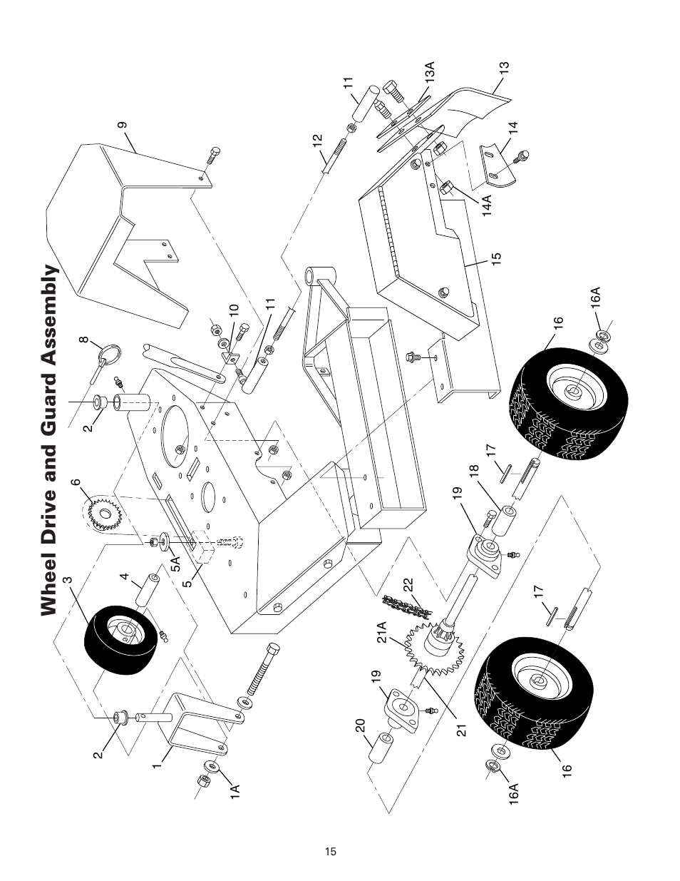 Wheel drive and guard assembly | Little Wonder 900 User Manual | Page 18 / 24