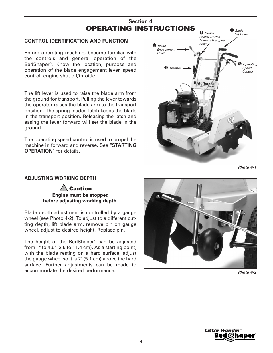 Operating instructions, Caution | Little Wonder 900 User Manual | Page 7 / 24