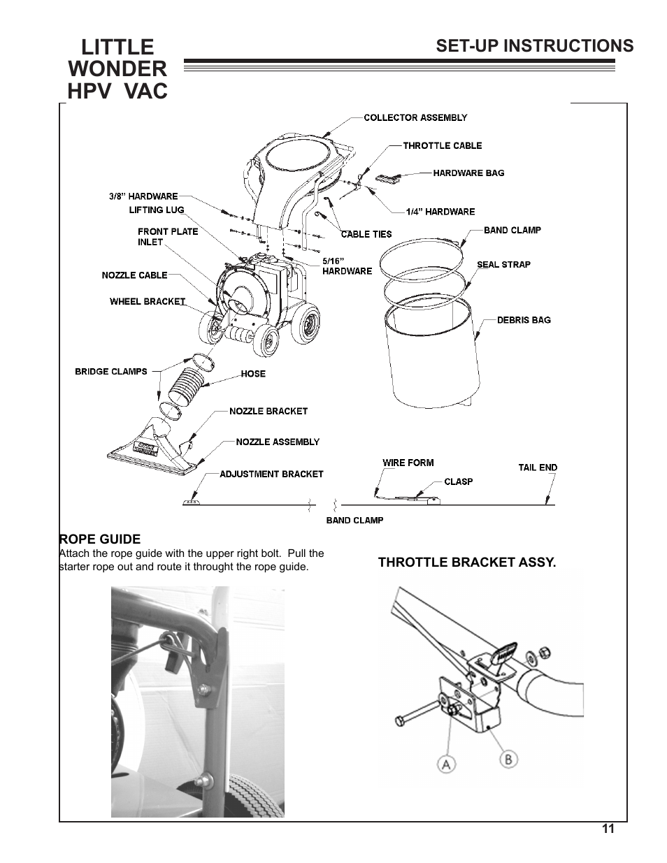 Little wonder hpv vac, Set-up instructions | Little Wonder HPV 5612-00-01 User Manual | Page 11 / 26