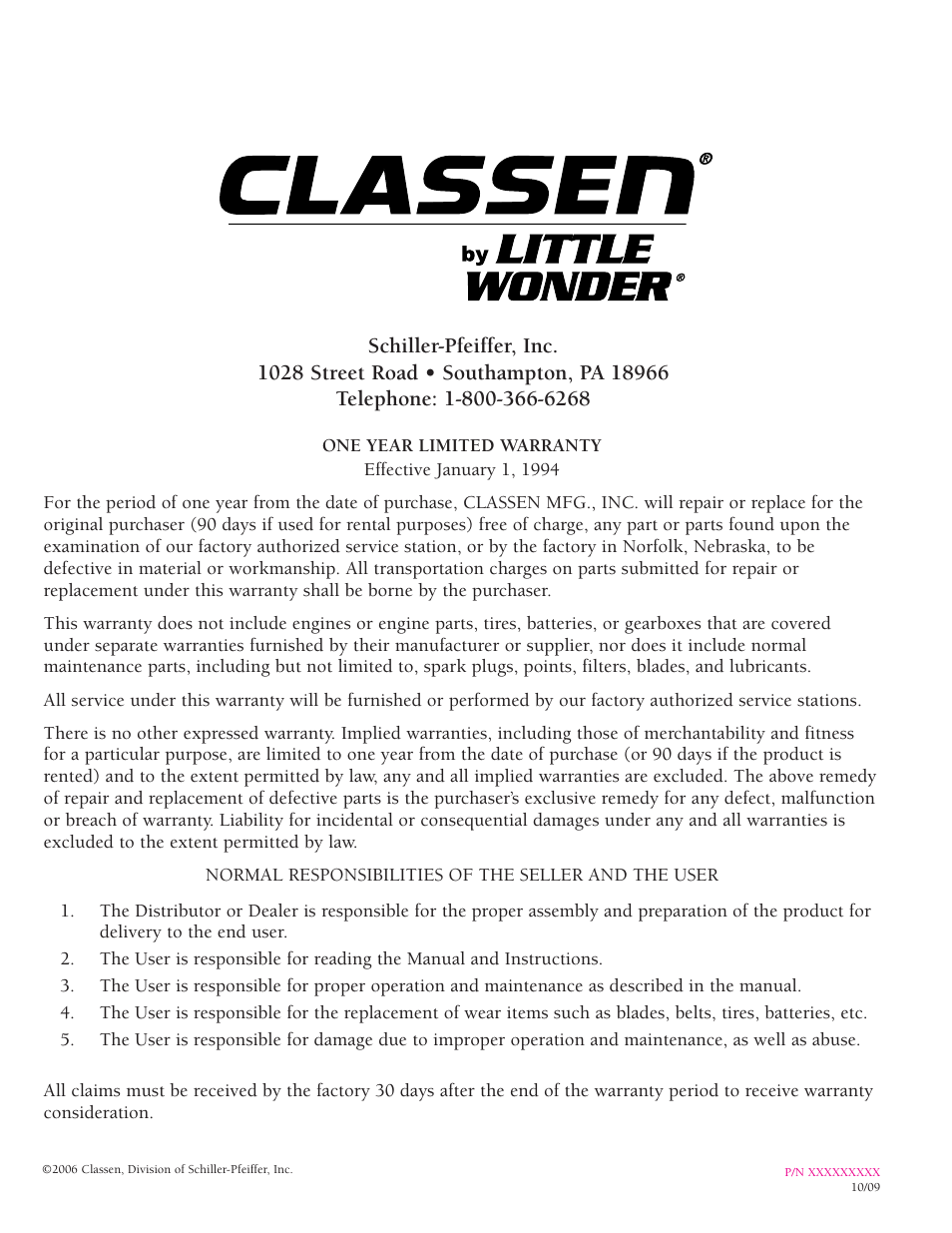 Little Wonder TRS-20 User Manual | Page 18 / 18