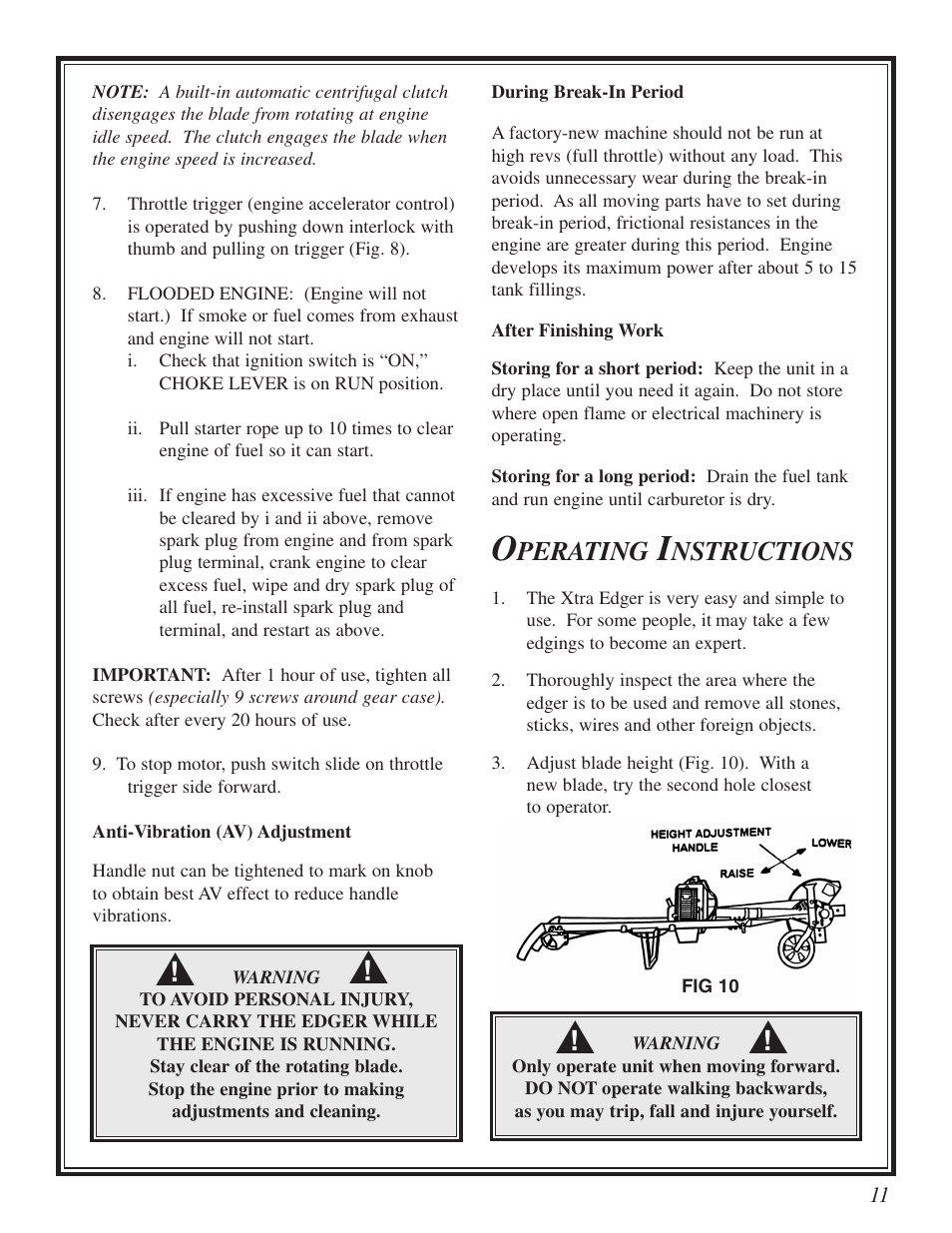 Perating, Nstructions | Little Wonder Xtra User Manual | Page 11 / 32