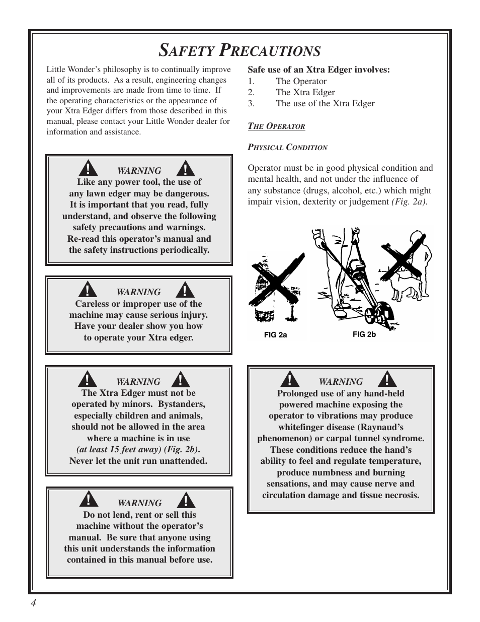 Afety, Recautions | Little Wonder Xtra User Manual | Page 4 / 32