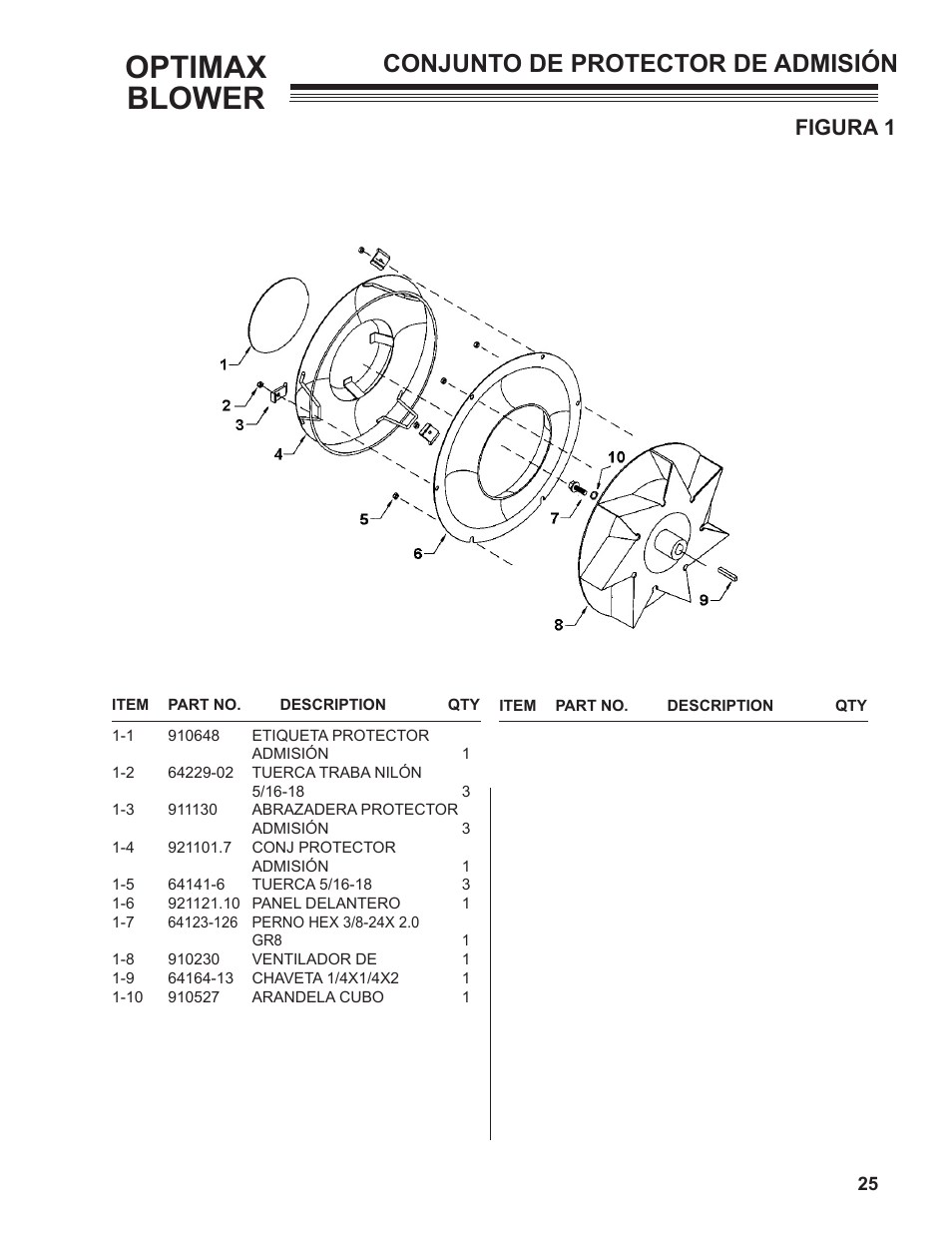 Optimax blower, Conjunto de protector de admisión, Figura 1 | Little Wonder OPTIMAX LB1401-00-01 User Manual | Page 25 / 42