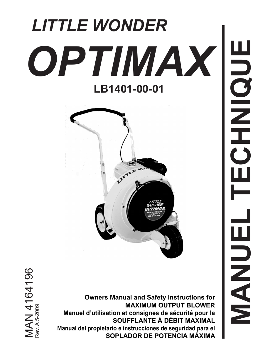 Optimax, Manuel technique, Little wonder | Little Wonder OPTIMAX LB1401-00-01 User Manual | Page 29 / 42