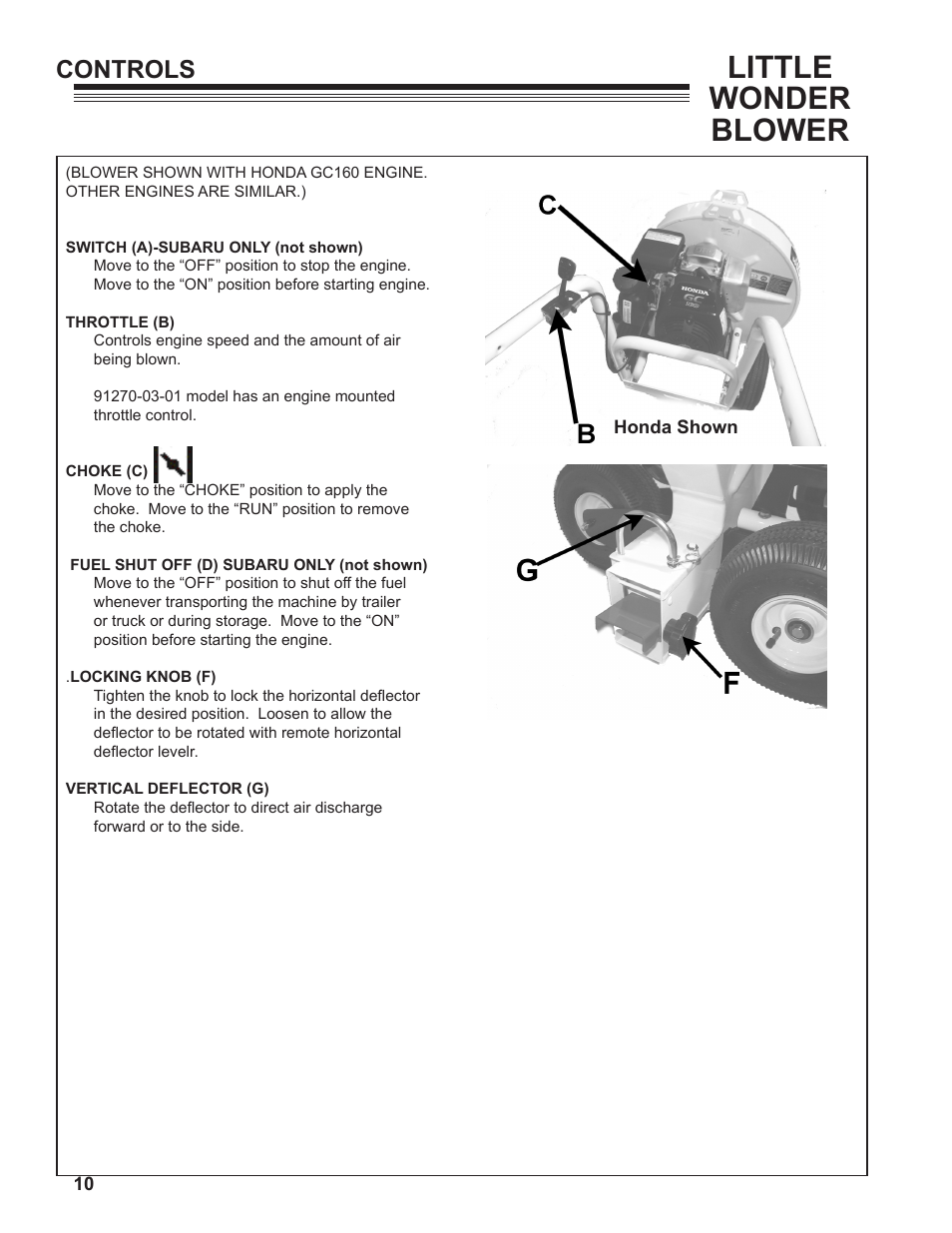 Little wonder blower, Controls | Little Wonder OPTIMAX 91270-03-01 User Manual | Page 10 / 16