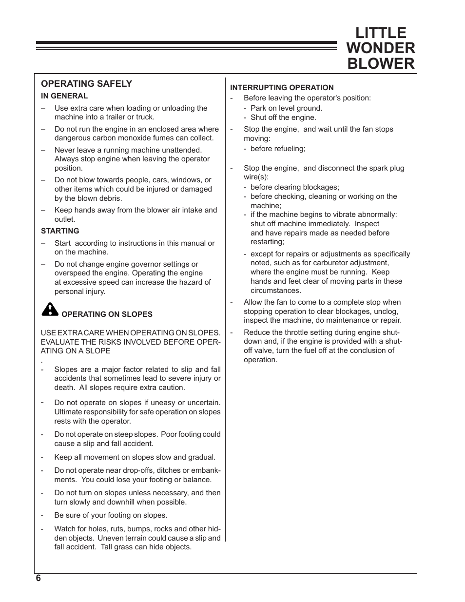 Little wonder blower | Little Wonder OPTIMAX 91270-03-01 User Manual | Page 6 / 16