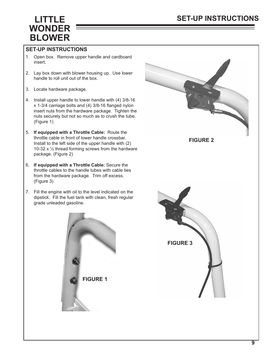 Little wonder blower, Set-up instructions | Little Wonder OPTIMAX 91270-03-01 User Manual | Page 9 / 16