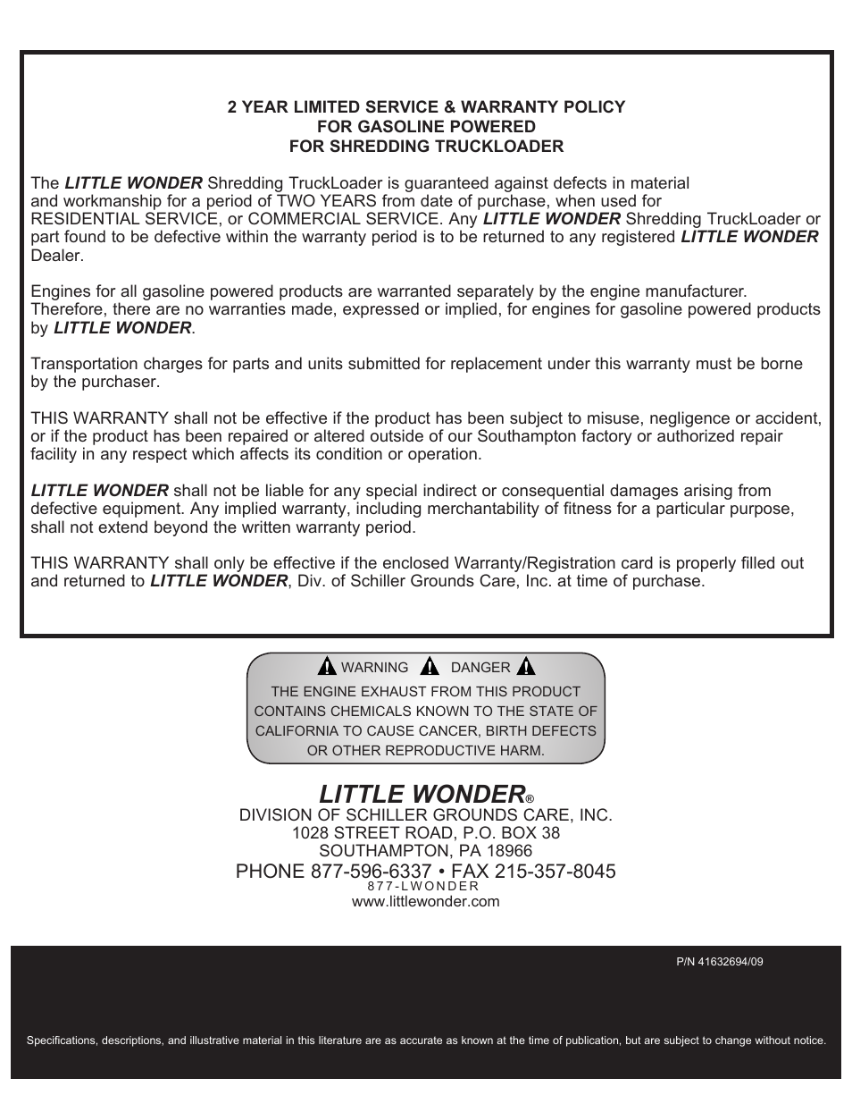 Little wonder | Little Wonder 8221 User Manual | Page 20 / 20