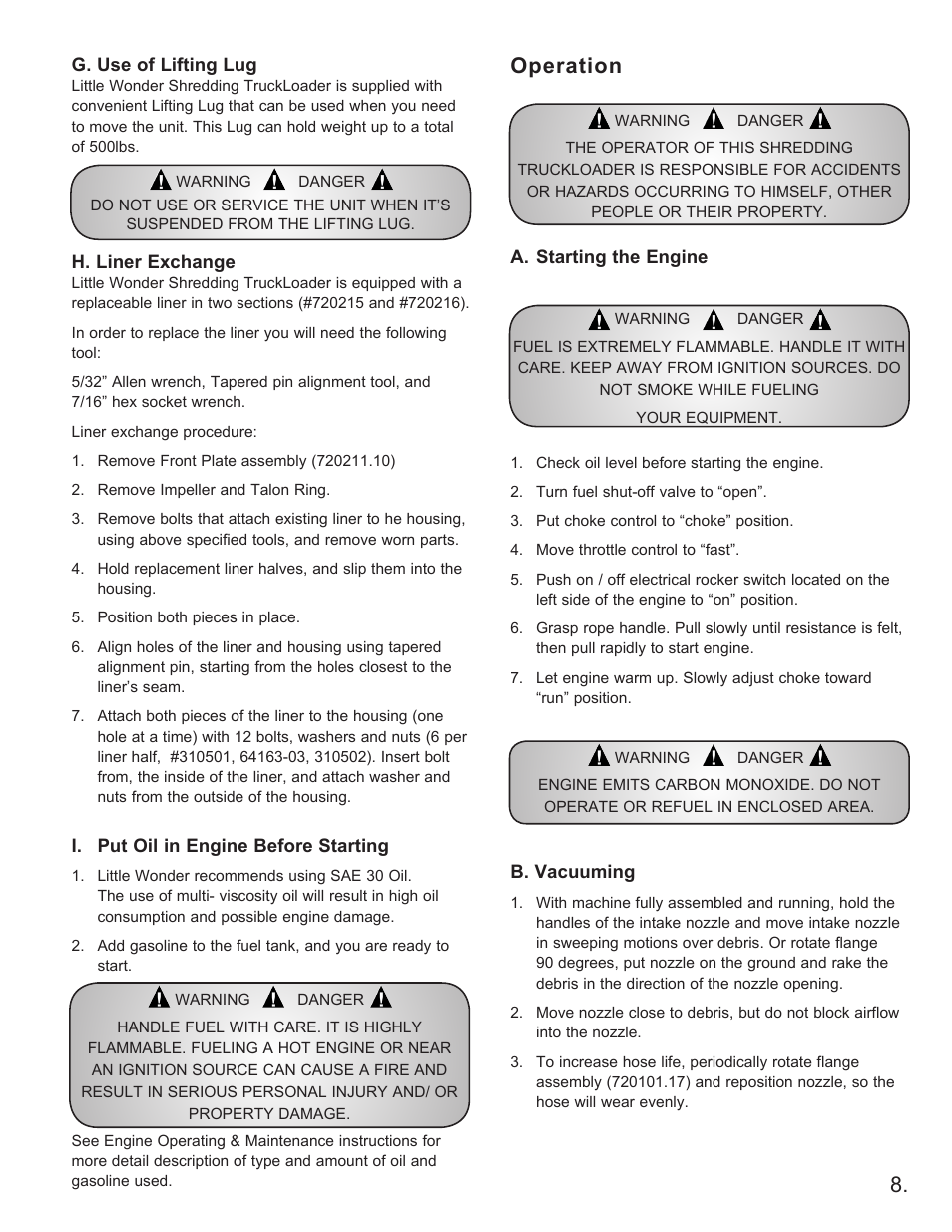 Operation | Little Wonder 8160 User Manual | Page 9 / 16