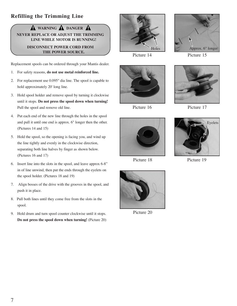 Refilling the trimming line | Little Wonder Line Trimmer User Manual | Page 8 / 12