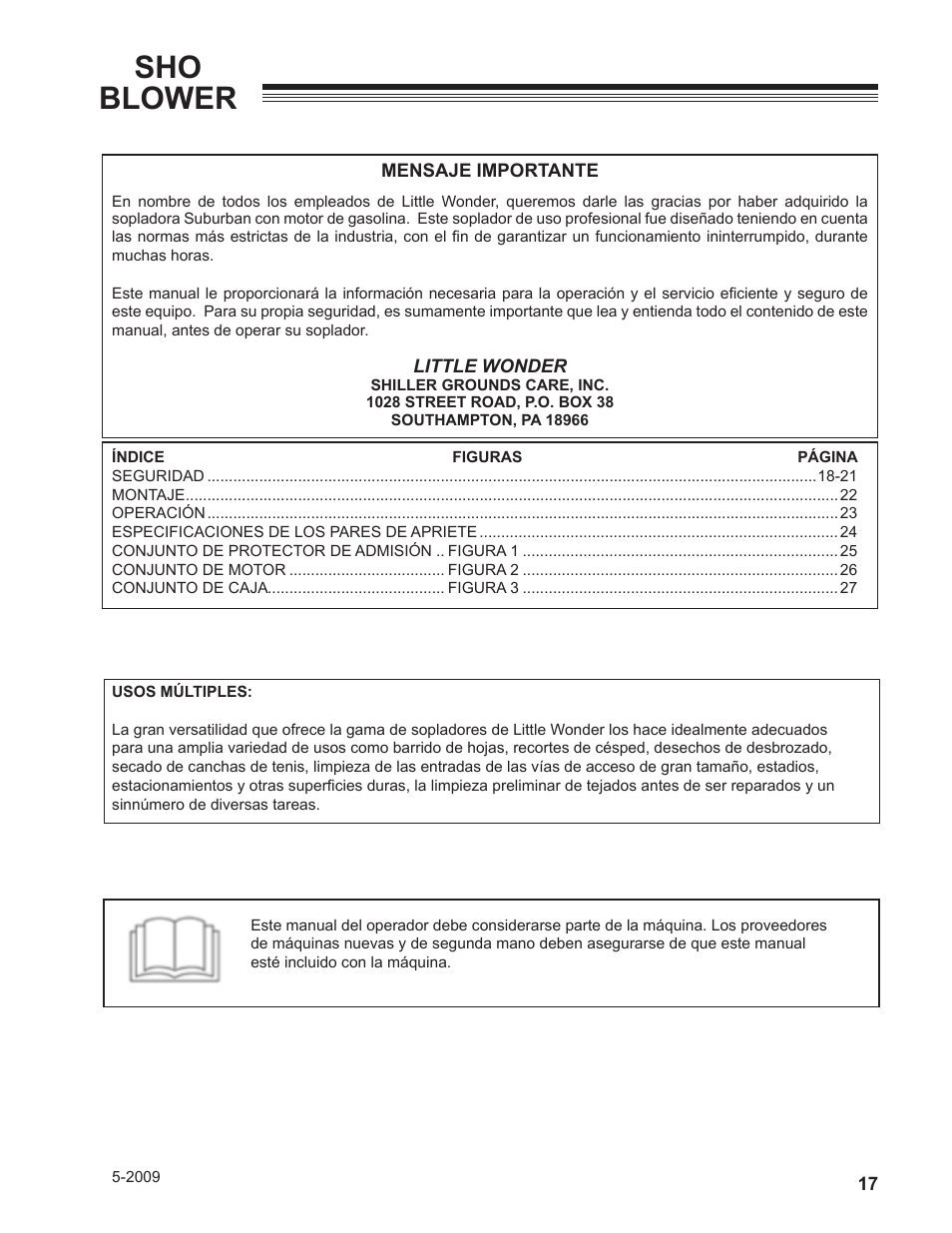 Sho blower | Little Wonder SHO 9502-00-01 User Manual | Page 17 / 42