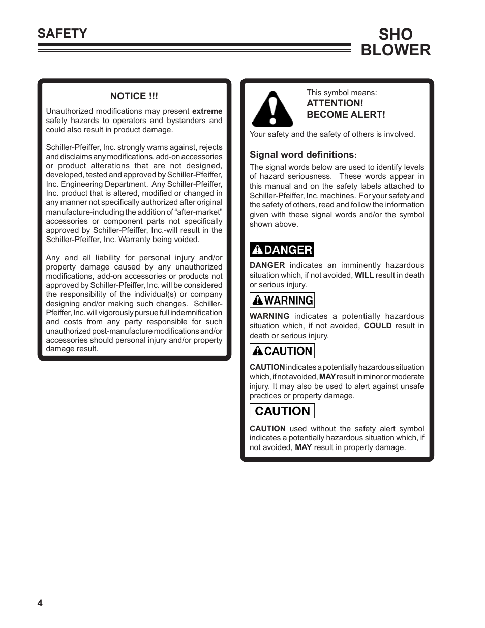 Sho blower, Safety | Little Wonder SHO 9502-00-01 User Manual | Page 4 / 42