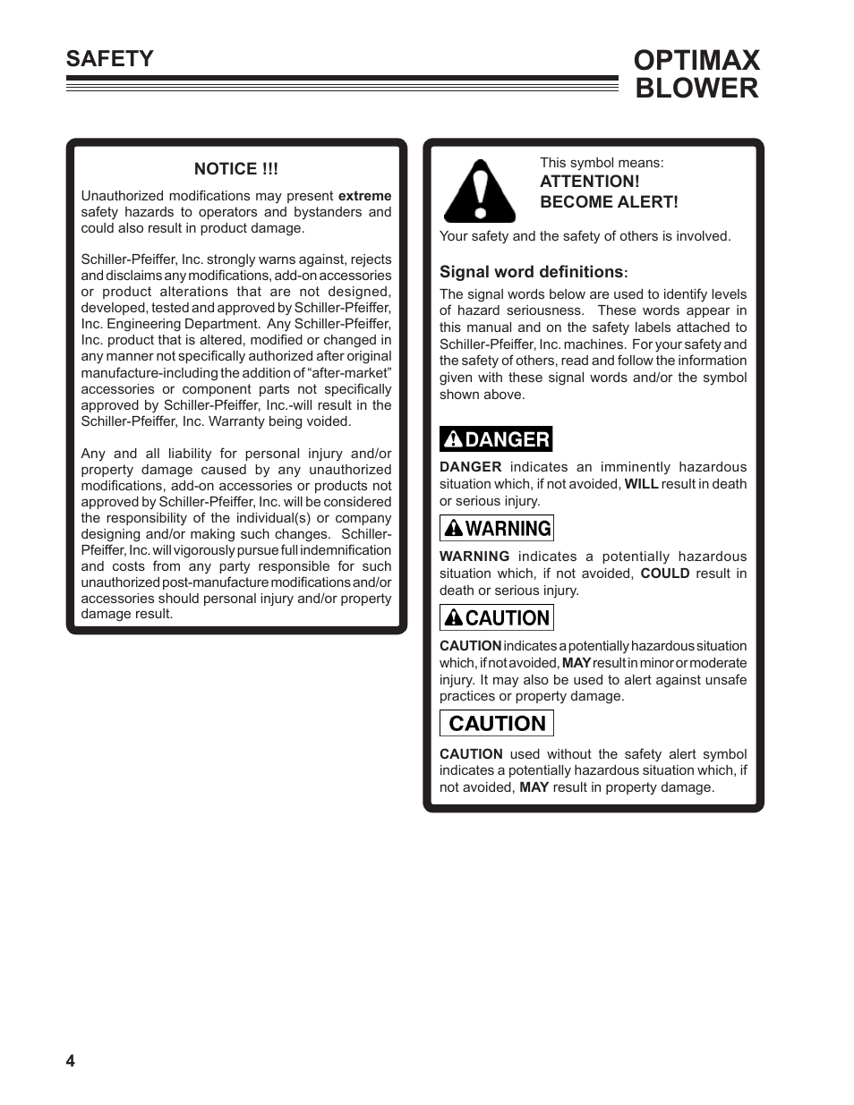 Optimax blower, Safety | Little Wonder SHO LB601-00-01 User Manual | Page 4 / 42