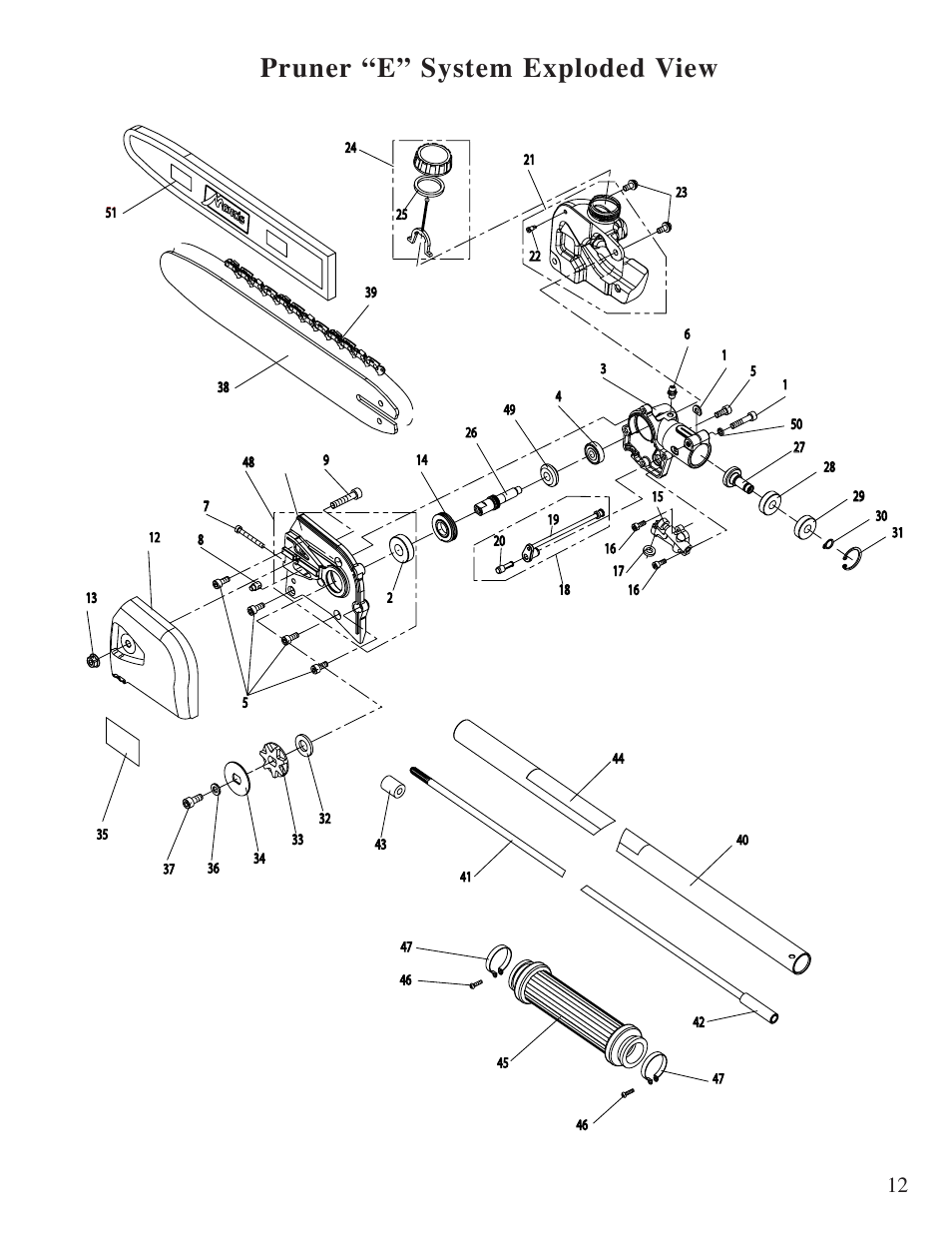 Pruner “e” system exploded view | Little Wonder PRUNER User Manual | Page 13 / 15