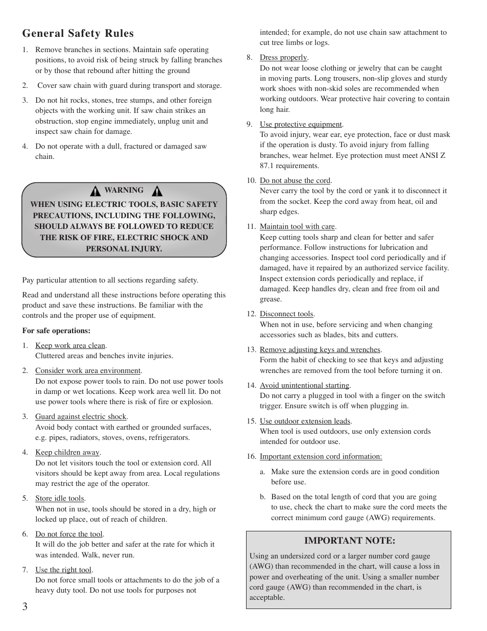 3general safety rules | Little Wonder PRUNER User Manual | Page 4 / 15