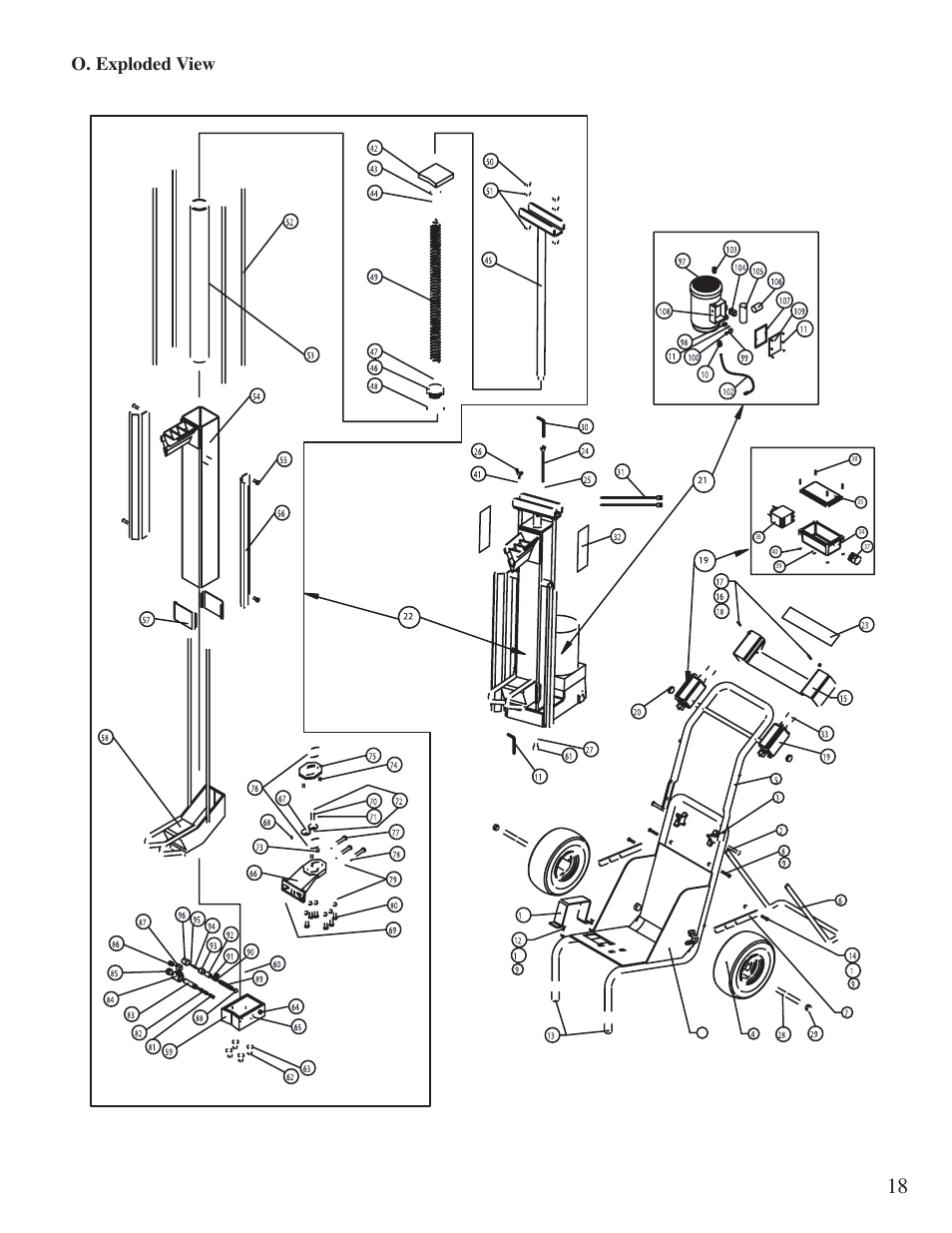 Log splitter exploded view, O. exploded view | Little Wonder 5000 User Manual | Page 19 / 21