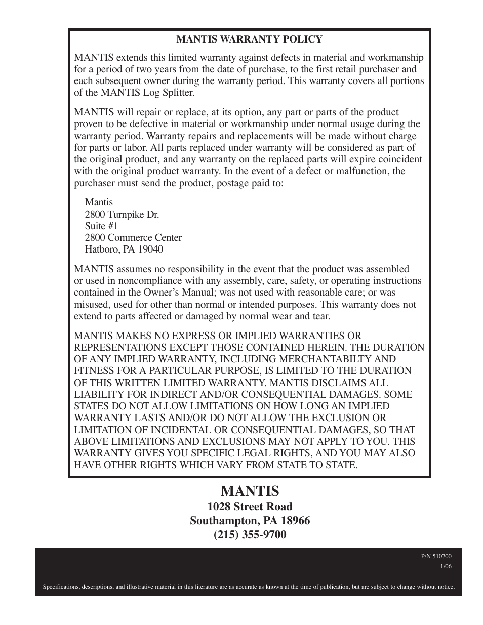 Mantis | Little Wonder 5000 User Manual | Page 21 / 21