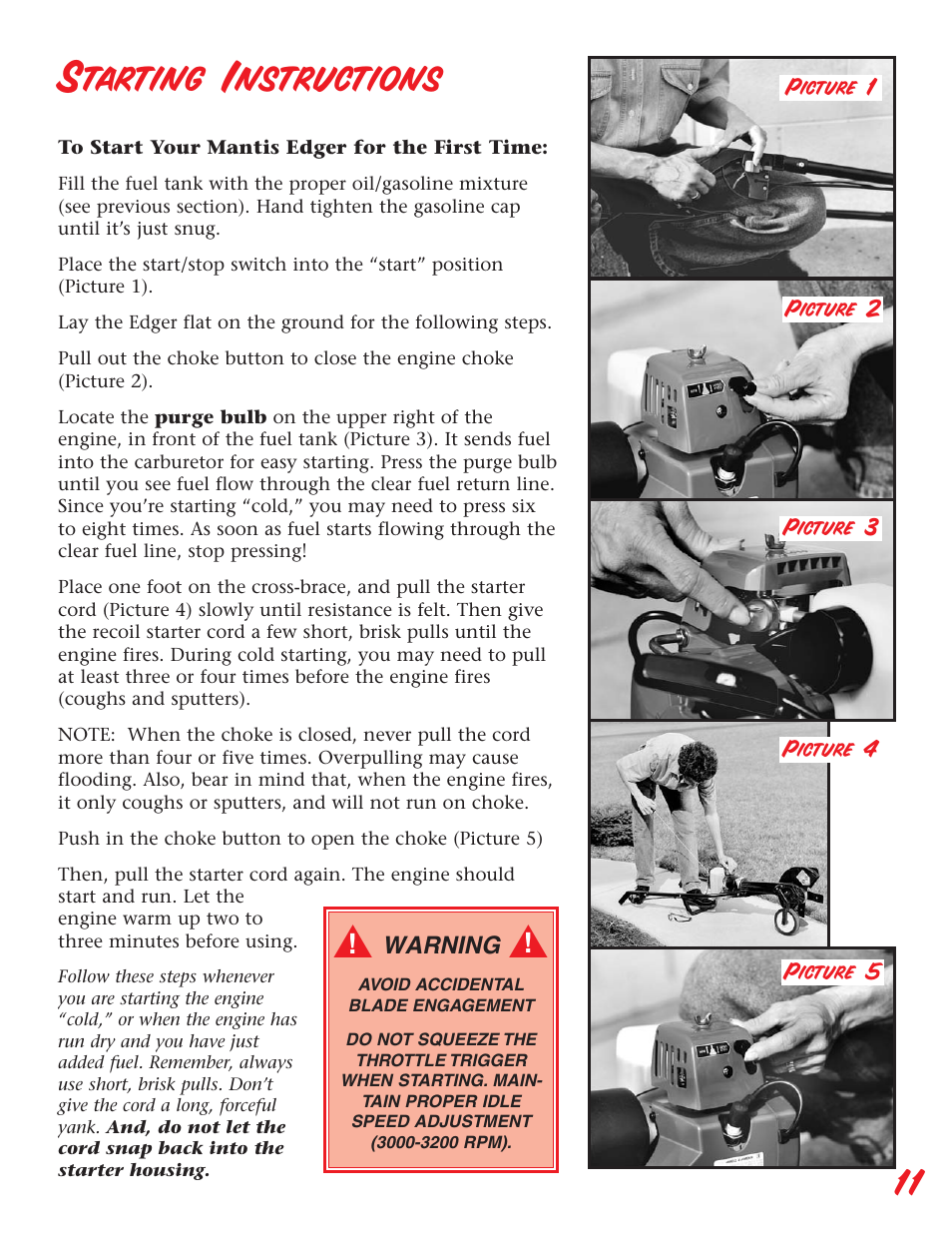 Starting instructions | Little Wonder Edger User Manual | Page 11 / 32