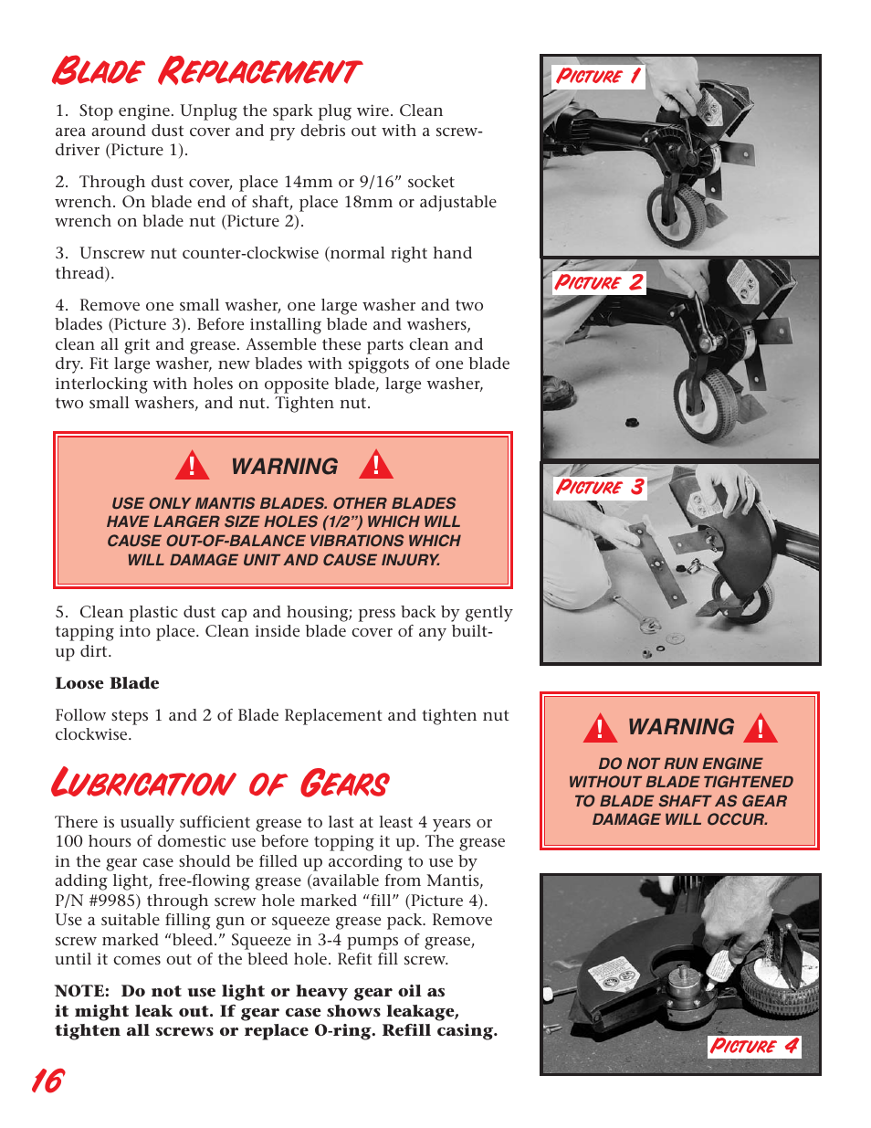 Blade replacement, Lubrication of gears | Little Wonder Edger User Manual | Page 16 / 32