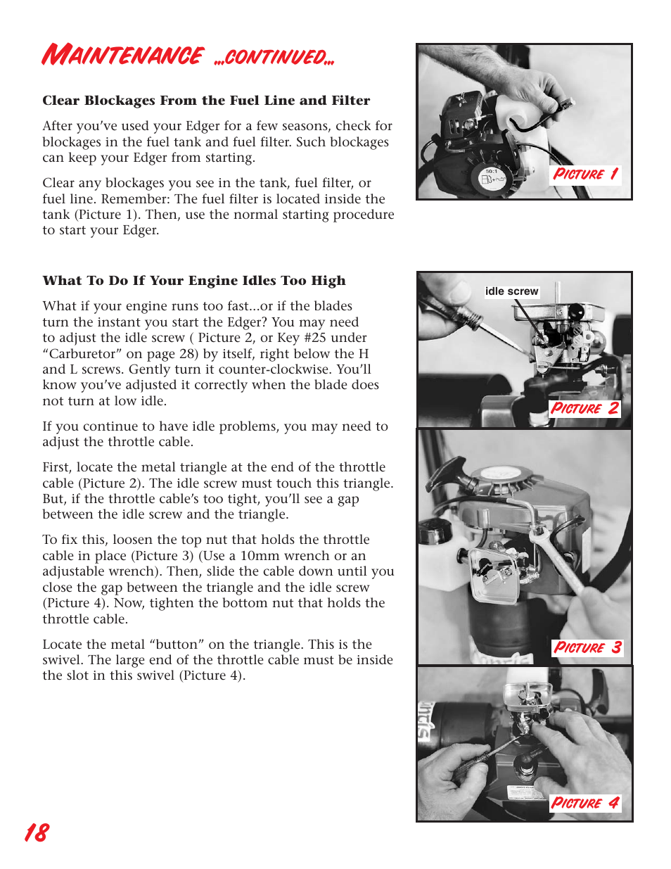 Maintenance, Continued | Little Wonder Edger User Manual | Page 18 / 32