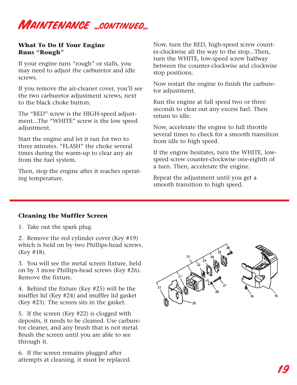 Maintenance, Continued | Little Wonder Edger User Manual | Page 19 / 32