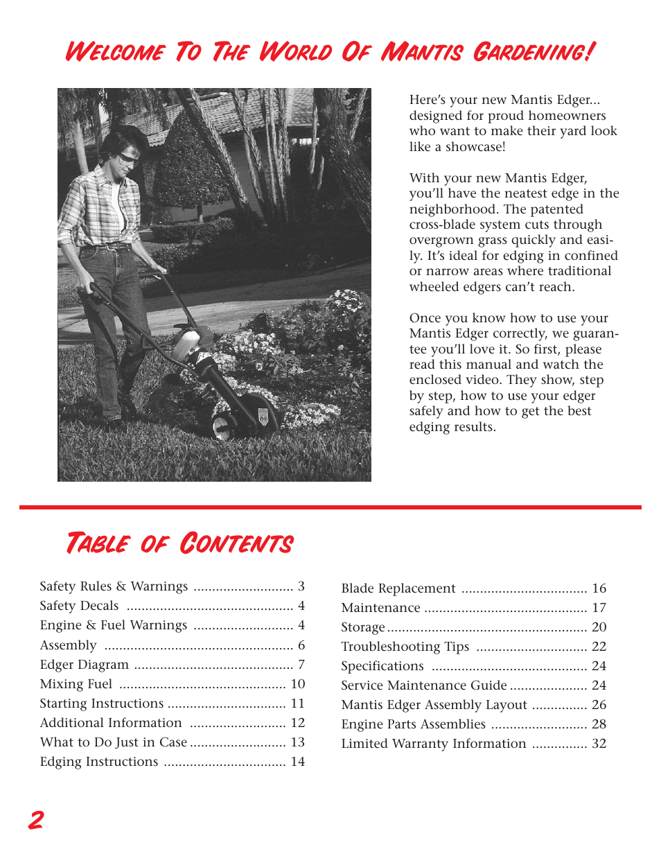 Little Wonder Edger User Manual | Page 2 / 32