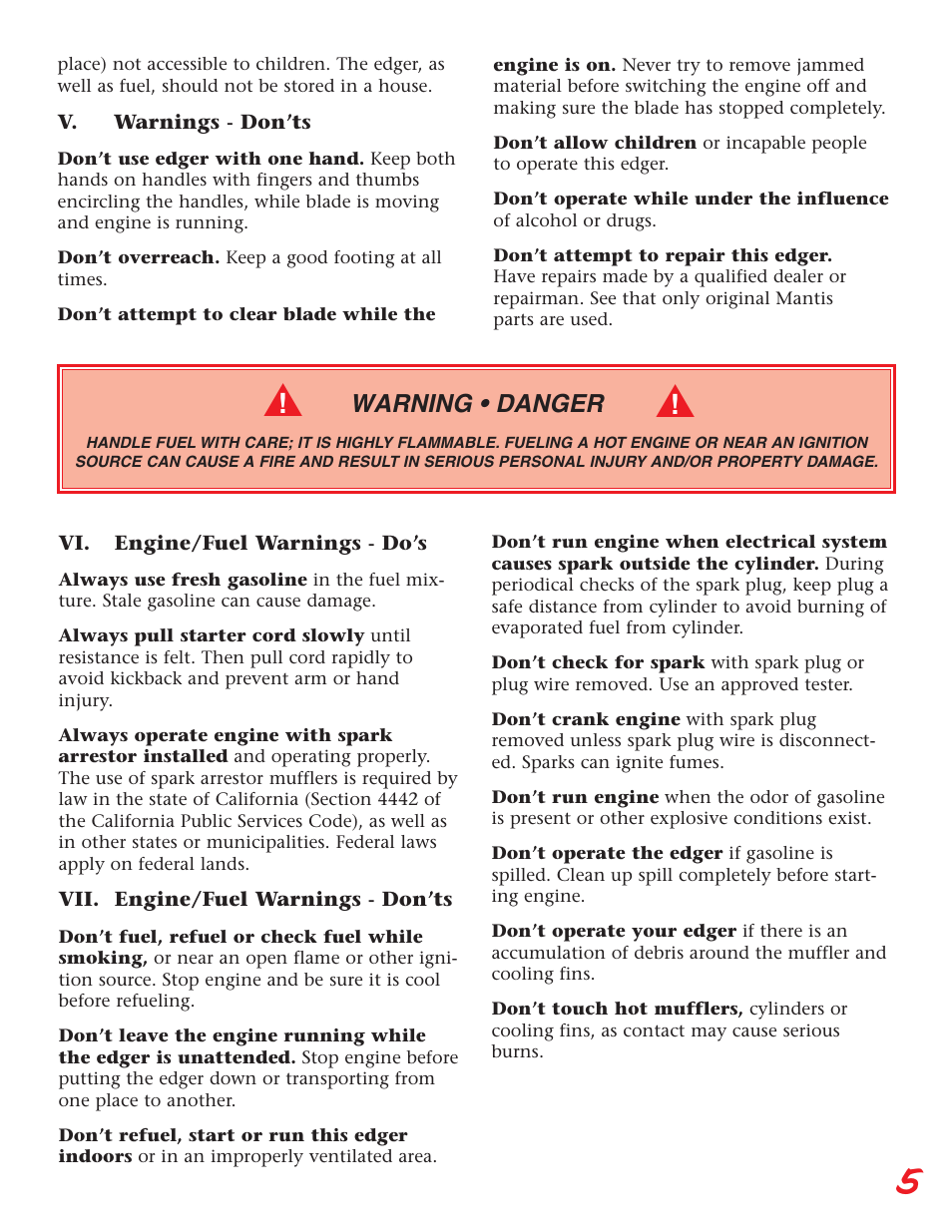 Warning • danger | Little Wonder Edger User Manual | Page 5 / 32