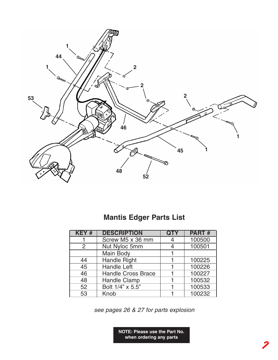 Mantis edger parts list | Little Wonder Edger User Manual | Page 7 / 32