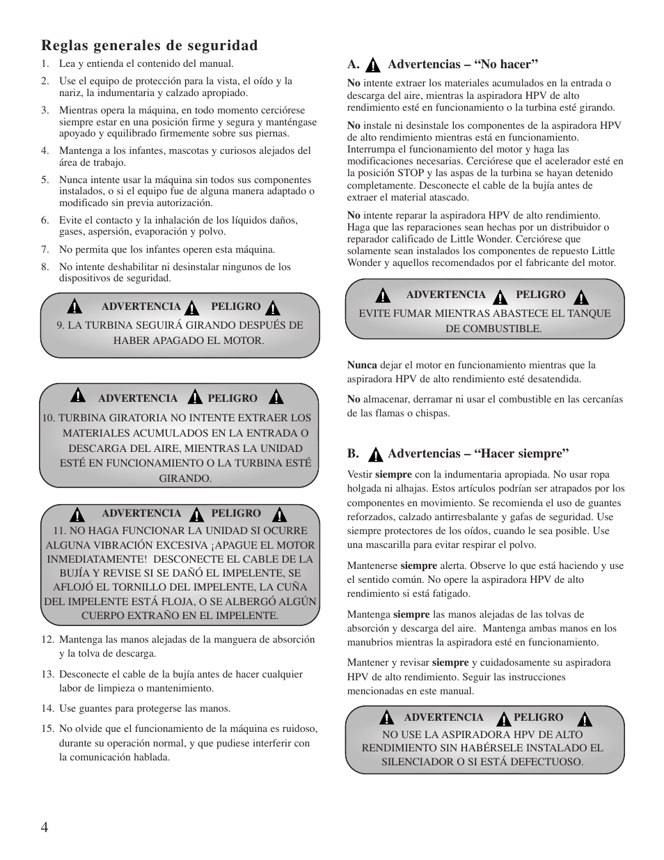 4reglas generales de seguridad | Little Wonder 5621 User Manual | Page 41 / 56