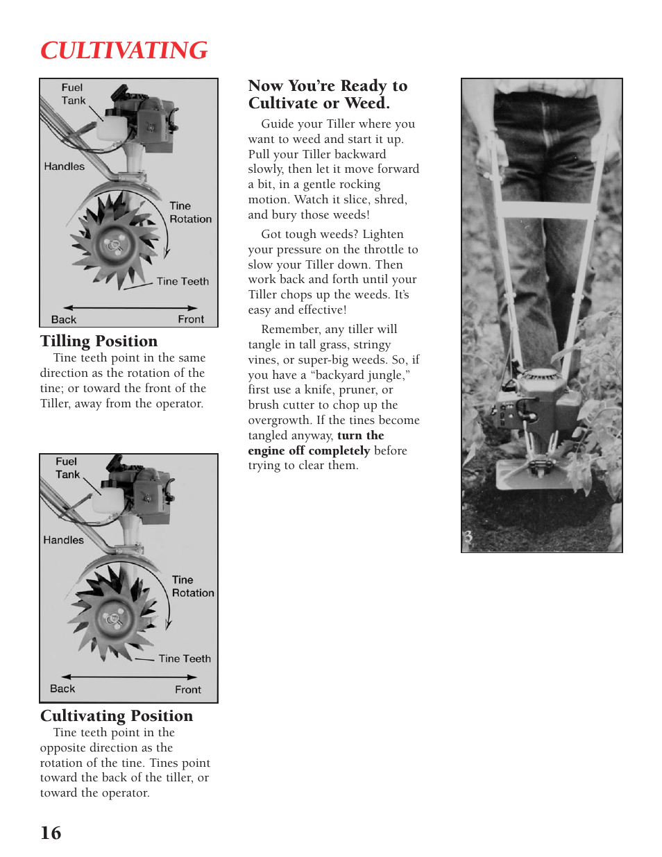 Cultivating | Little Wonder Tiller/Cultivator User Manual | Page 16 / 32