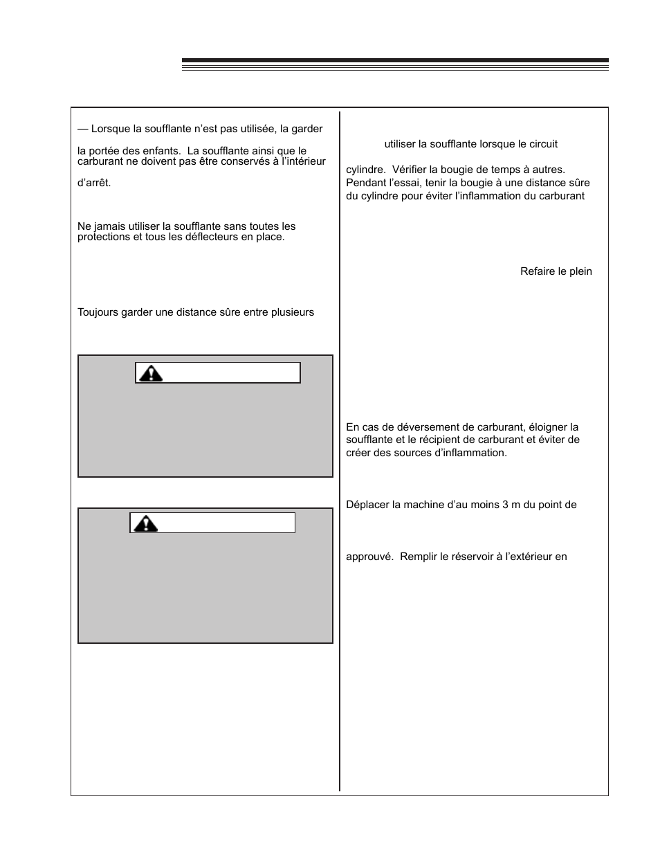 Optimax blower, Sécurité, Avertissement | Little Wonder OPTIMAX LB900-00-01 User Manual | Page 35 / 42