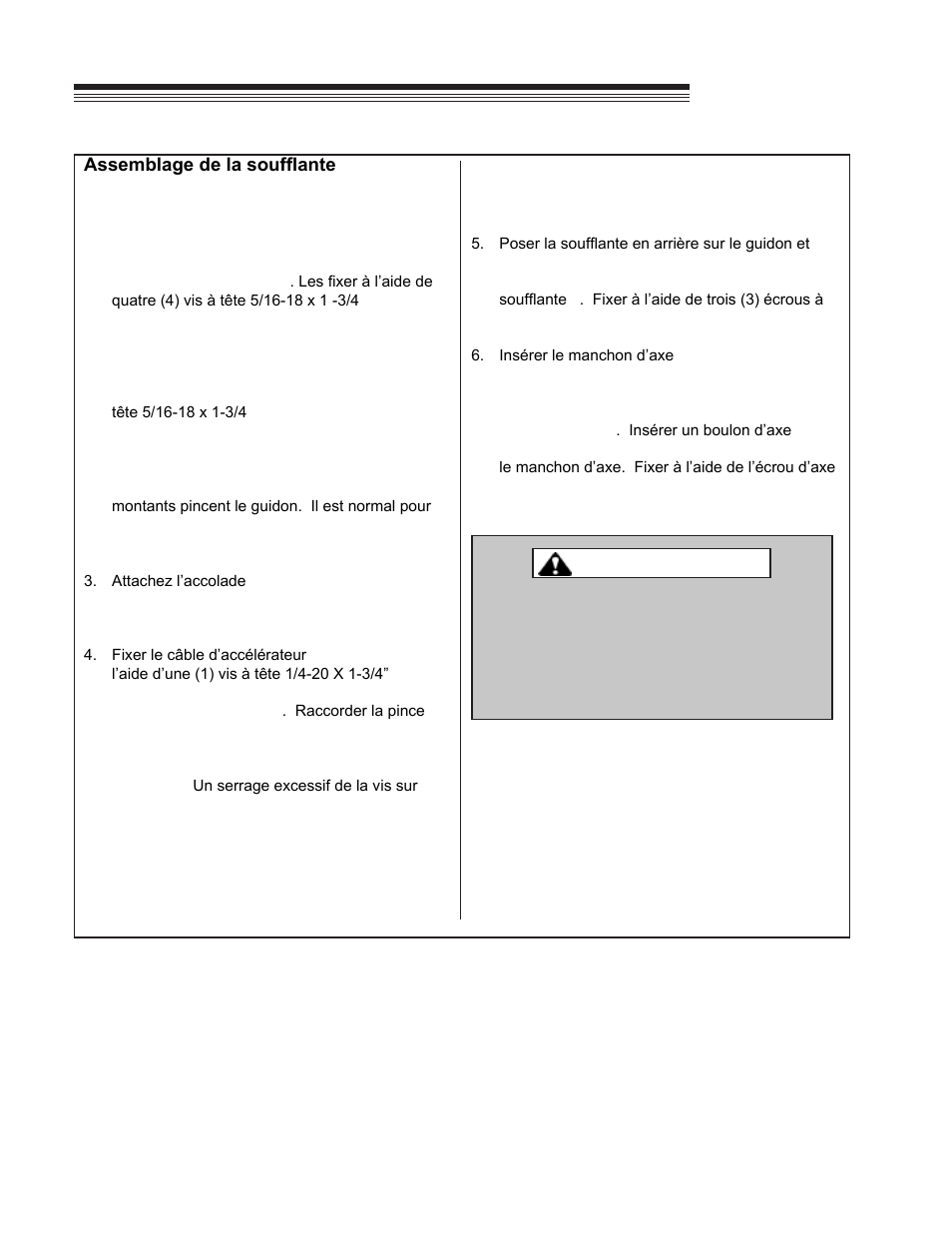 Optimax blower, Assemblage, Avertissement | Little Wonder OPTIMAX LB900-00-01 User Manual | Page 36 / 42