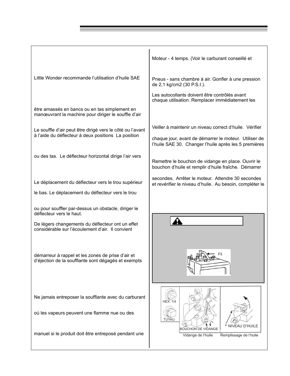 Optimax blower, Mode d’emploi, Avertissement | Little Wonder OPTIMAX LB900-00-01 User Manual | Page 37 / 42