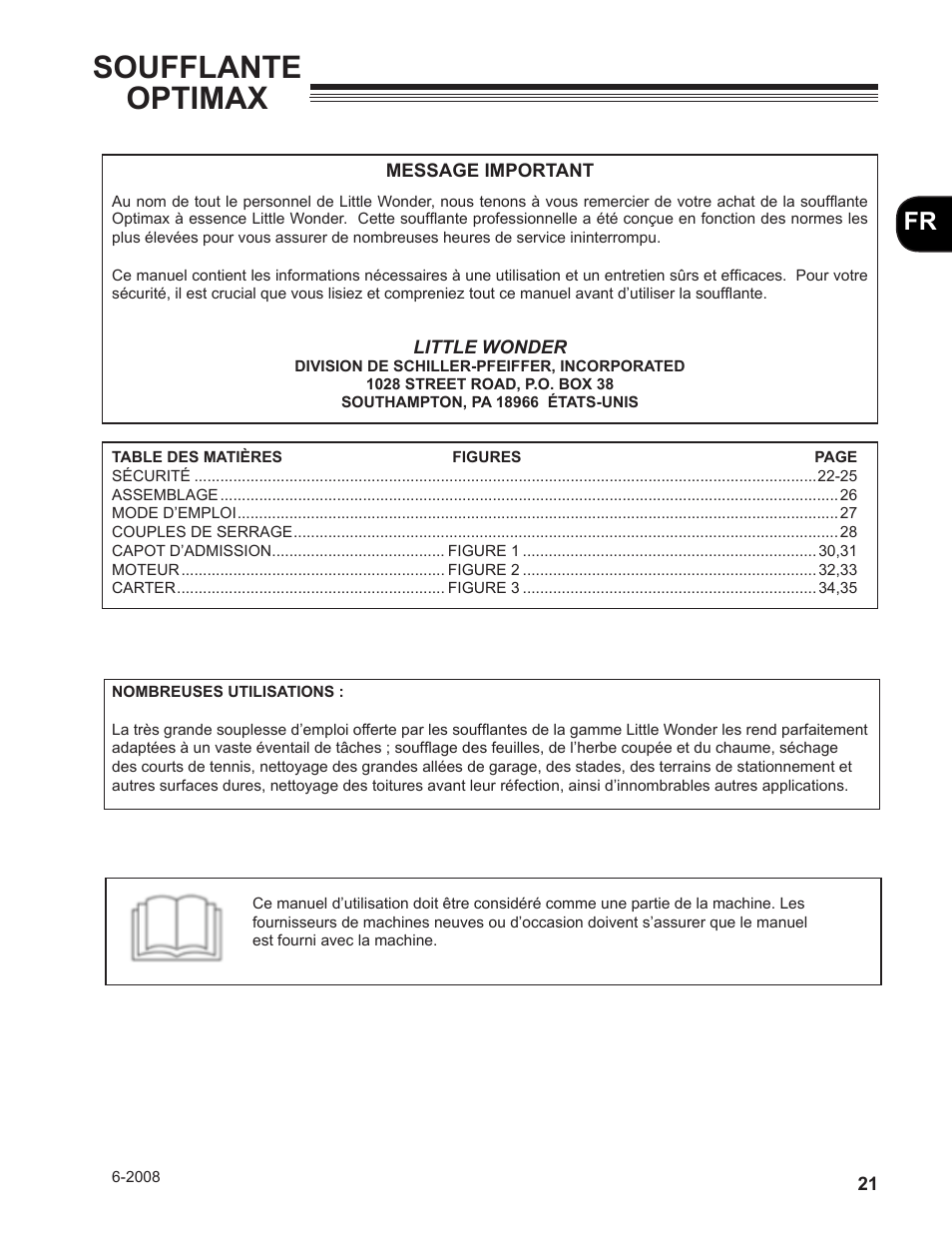Soufflante optimax | Little Wonder MAN 4163480 User Manual | Page 21 / 54