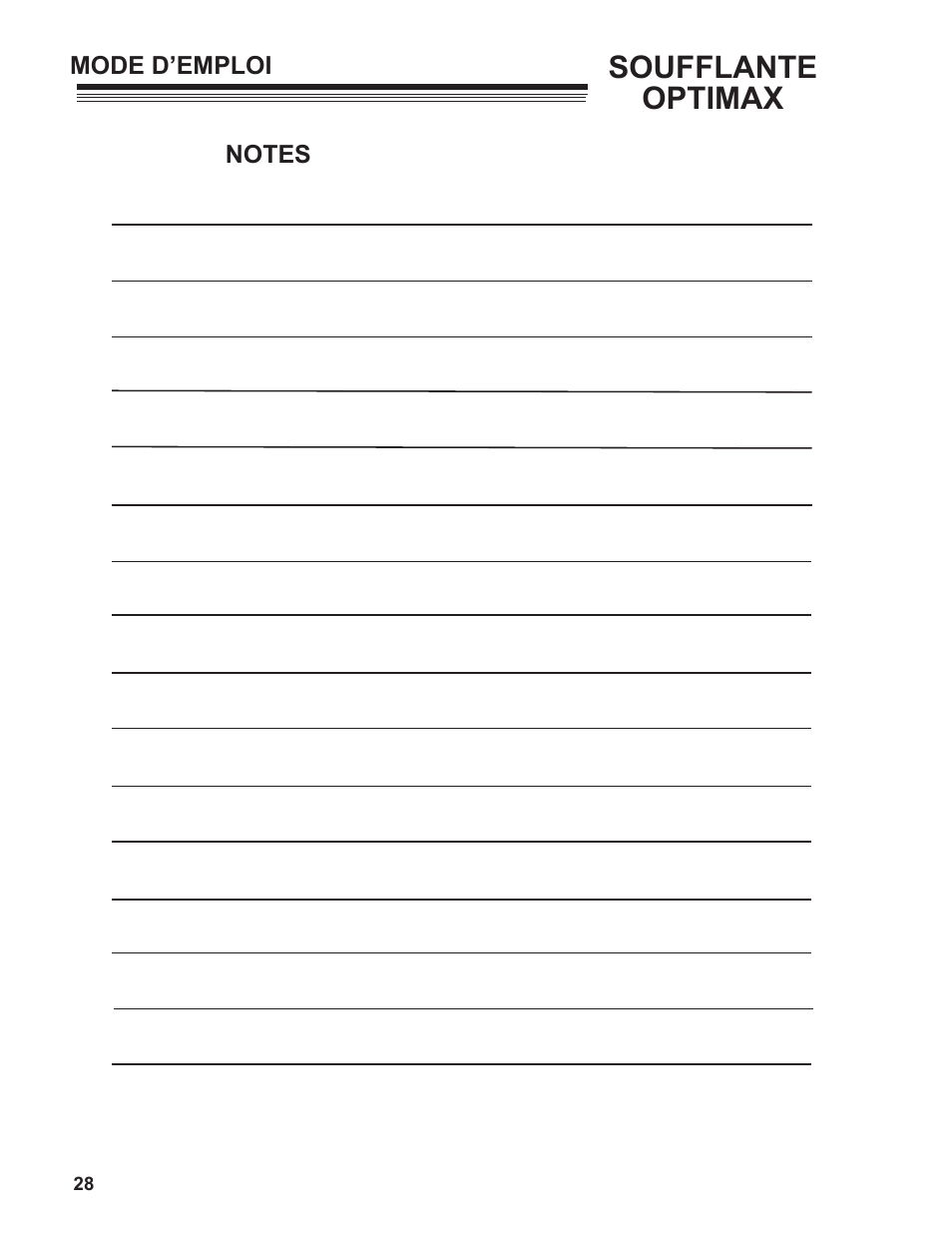 Soufflante optimax | Little Wonder MAN 4163480 User Manual | Page 28 / 54