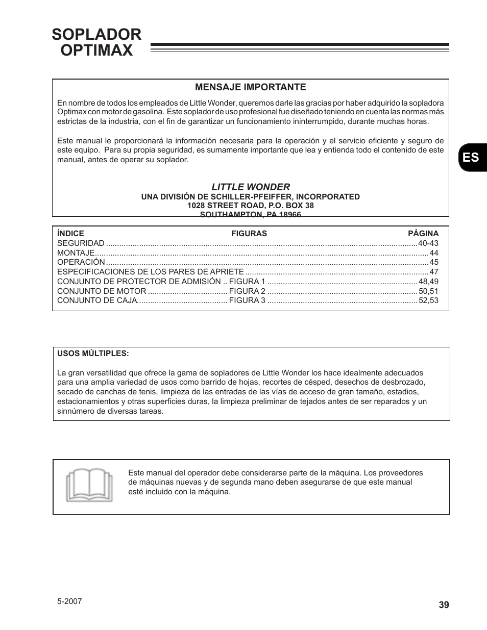 Soplador optimax | Little Wonder MAN 4163480 User Manual | Page 39 / 54