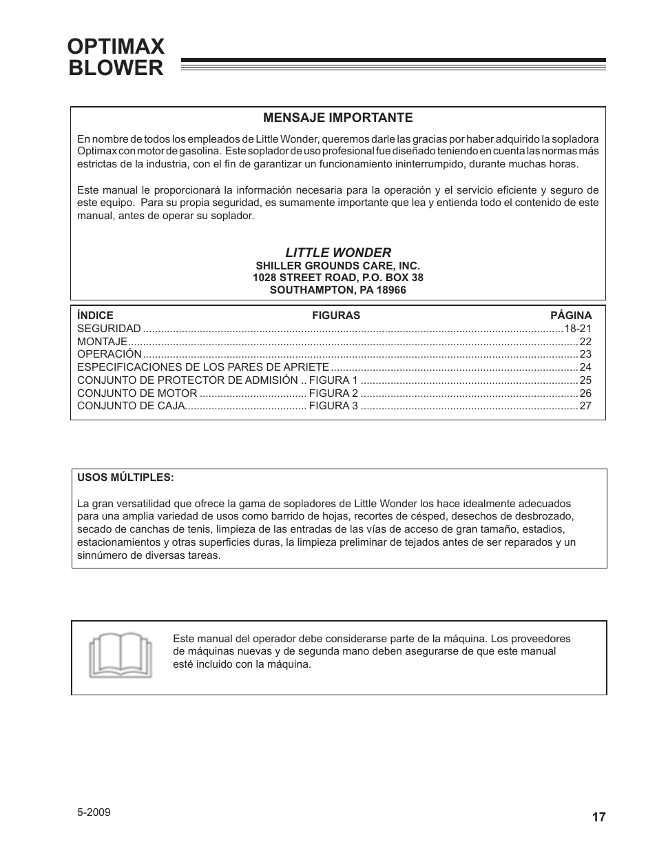 Optimax blower | Little Wonder OPTIMAX LB901-00-01 User Manual | Page 17 / 42