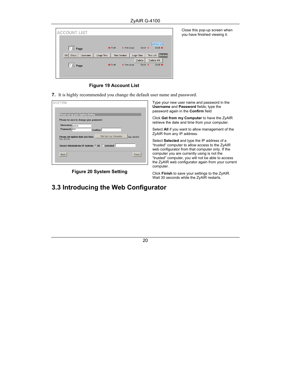 Introducing the web configurator, 3 introducing the web configurator | Little Wonder ZyAIR G-4100 User Manual | Page 20 / 26