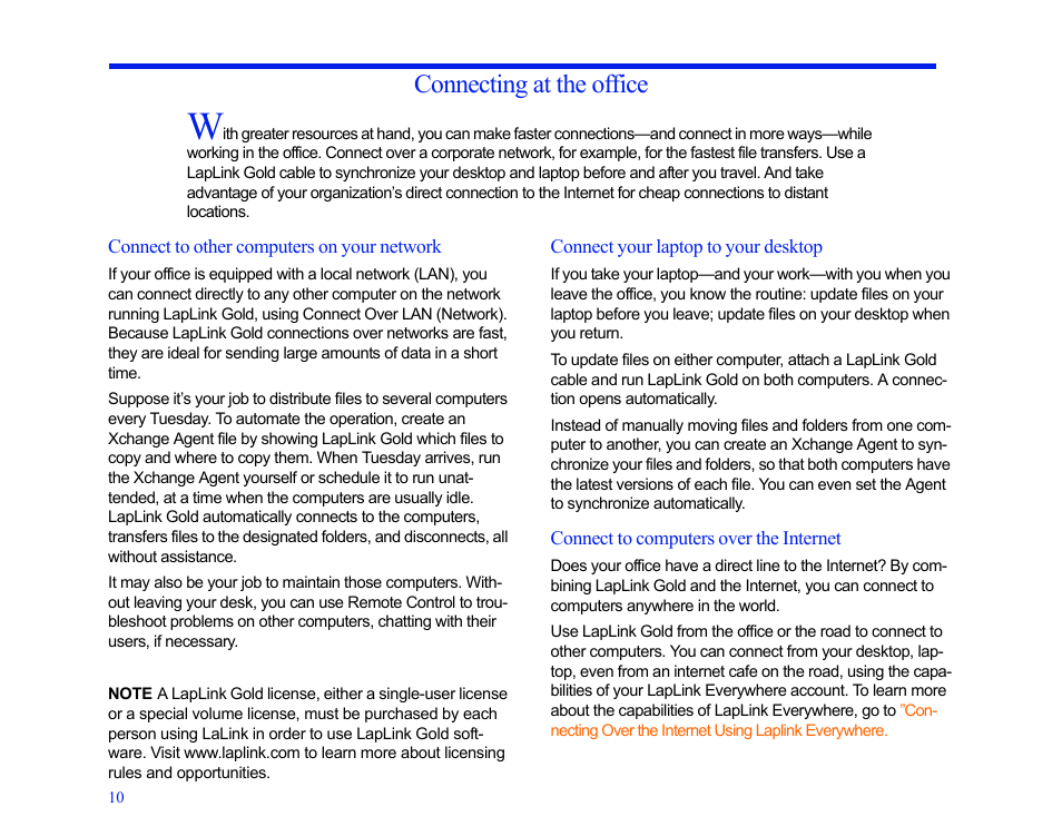 Connecting at the office | LapLink MN-LGD011-XX-US User Manual | Page 10 / 166